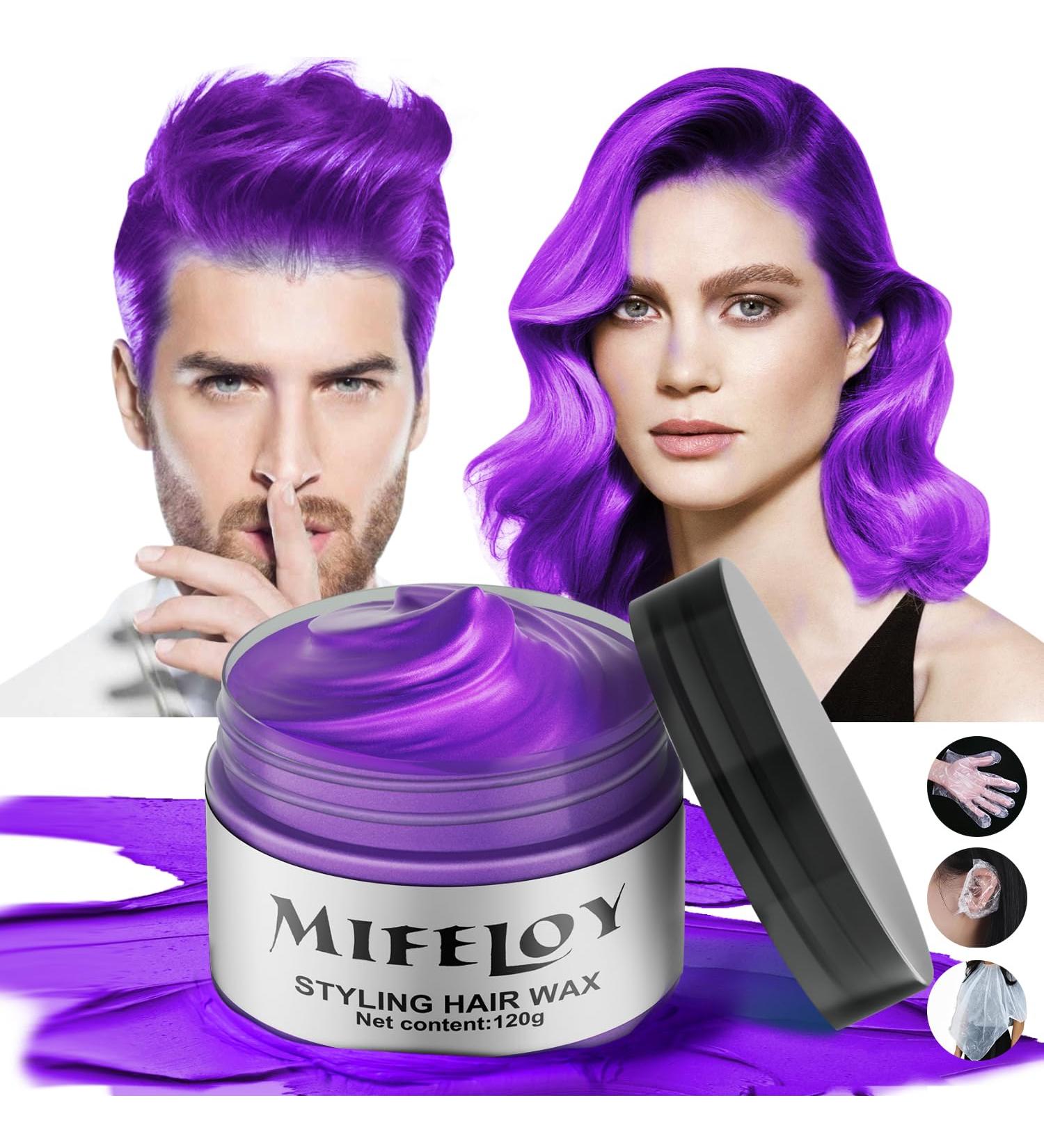 Purple Temporary Hair Color Wax | Instant Hairstyle Cream for Girls & Women | Pomades for Party Cosplay & Halloween | Disposable Coloring Mud 4.23 oz - Buy Online on GoSupps.com