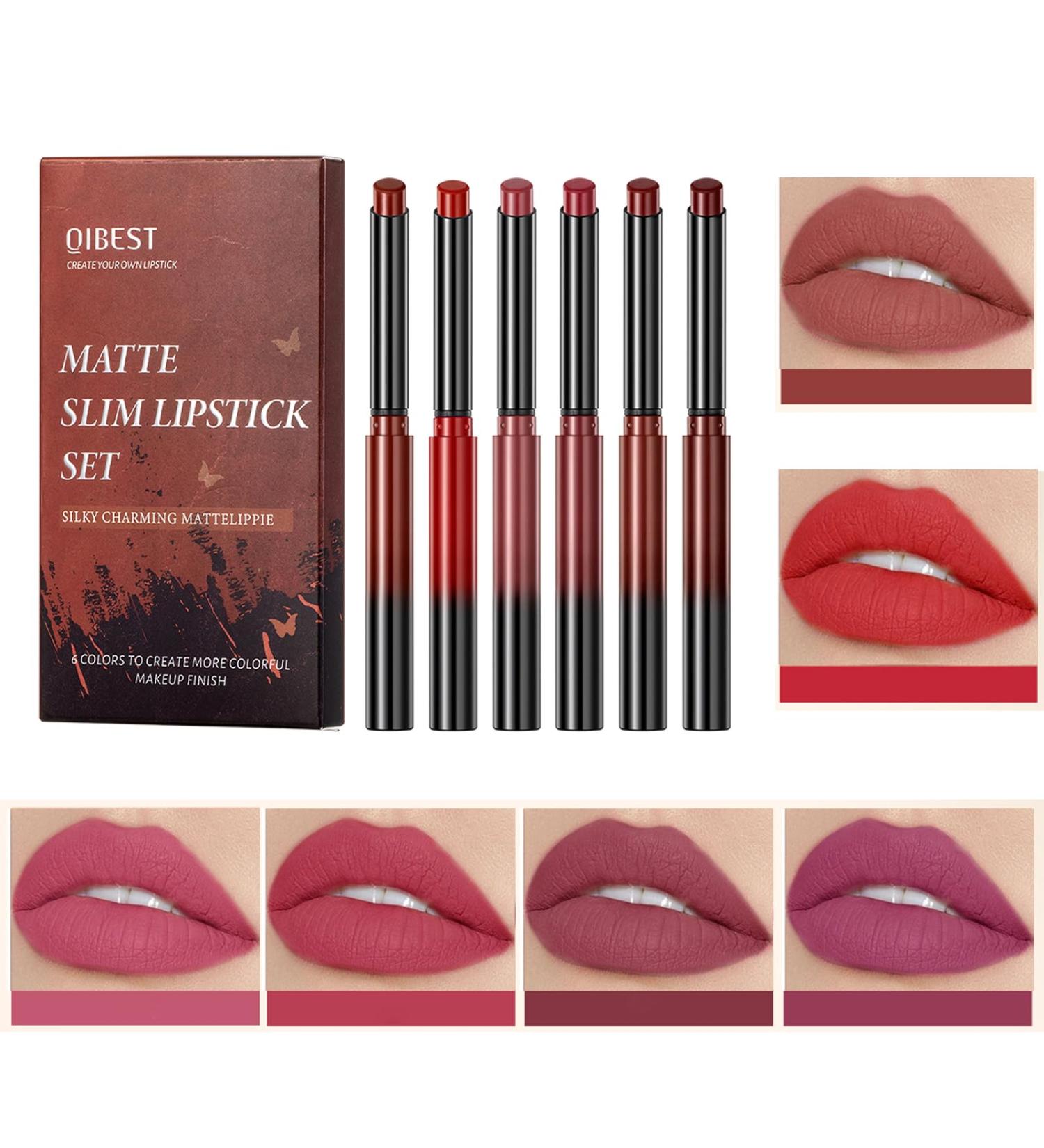 6 Colors Matte Lipstick Set | 24 Hour Long Lasting Waterproof & Smudge-proof Lip Gloss for All Skin Tones - Buy Online on GoSupps.com