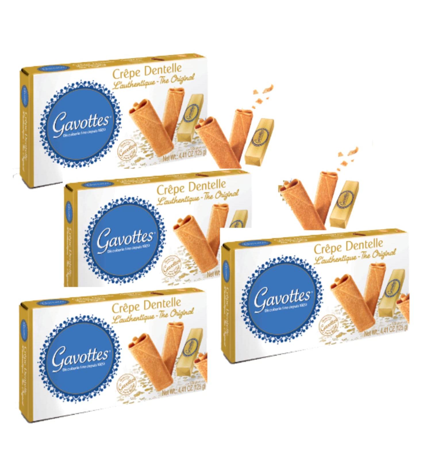  ANTICO CAFFE' NOVECENTO Gavottes Crepe Dentelle Authentic Original Local Production | Original Breton Fritters | Crunchy Rolled Biscuits - 4 x 125 Grams | Ready-Made Crepes - Buy Online on GoSupps.com