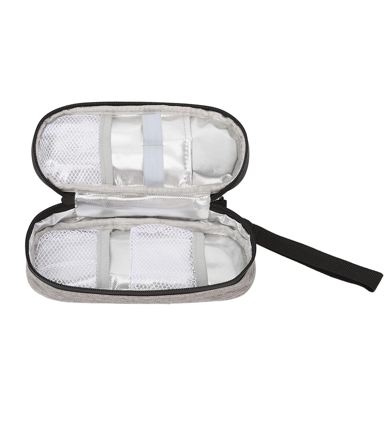 Insulin Cooler Bag - Aluminium Foil Insulation, Durable Zipper Design, Portable - Grey - Buy Online on GoSupps.com