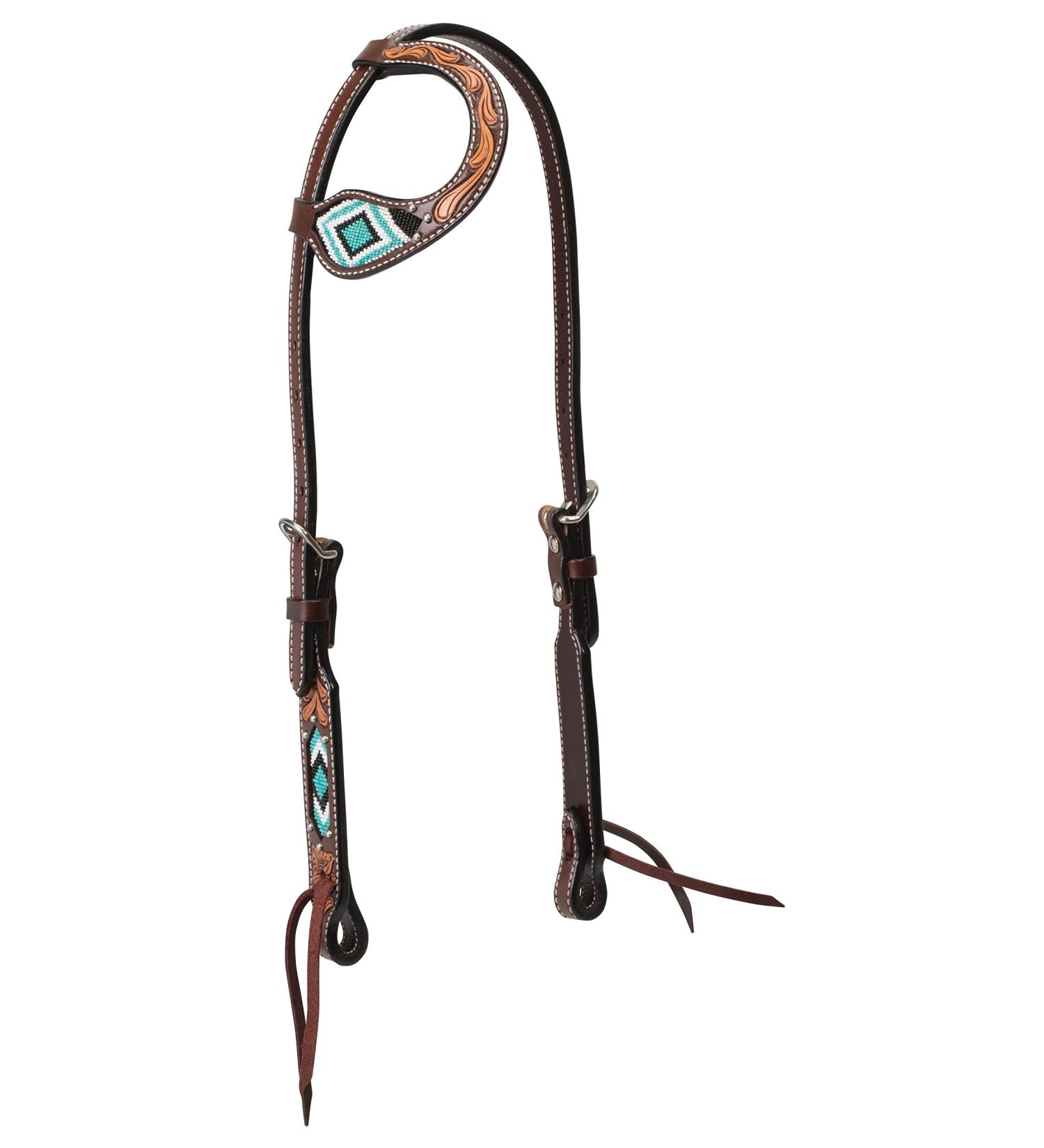 Turquoise Cross Turqoise Beaded Collection Halter with sliding ears