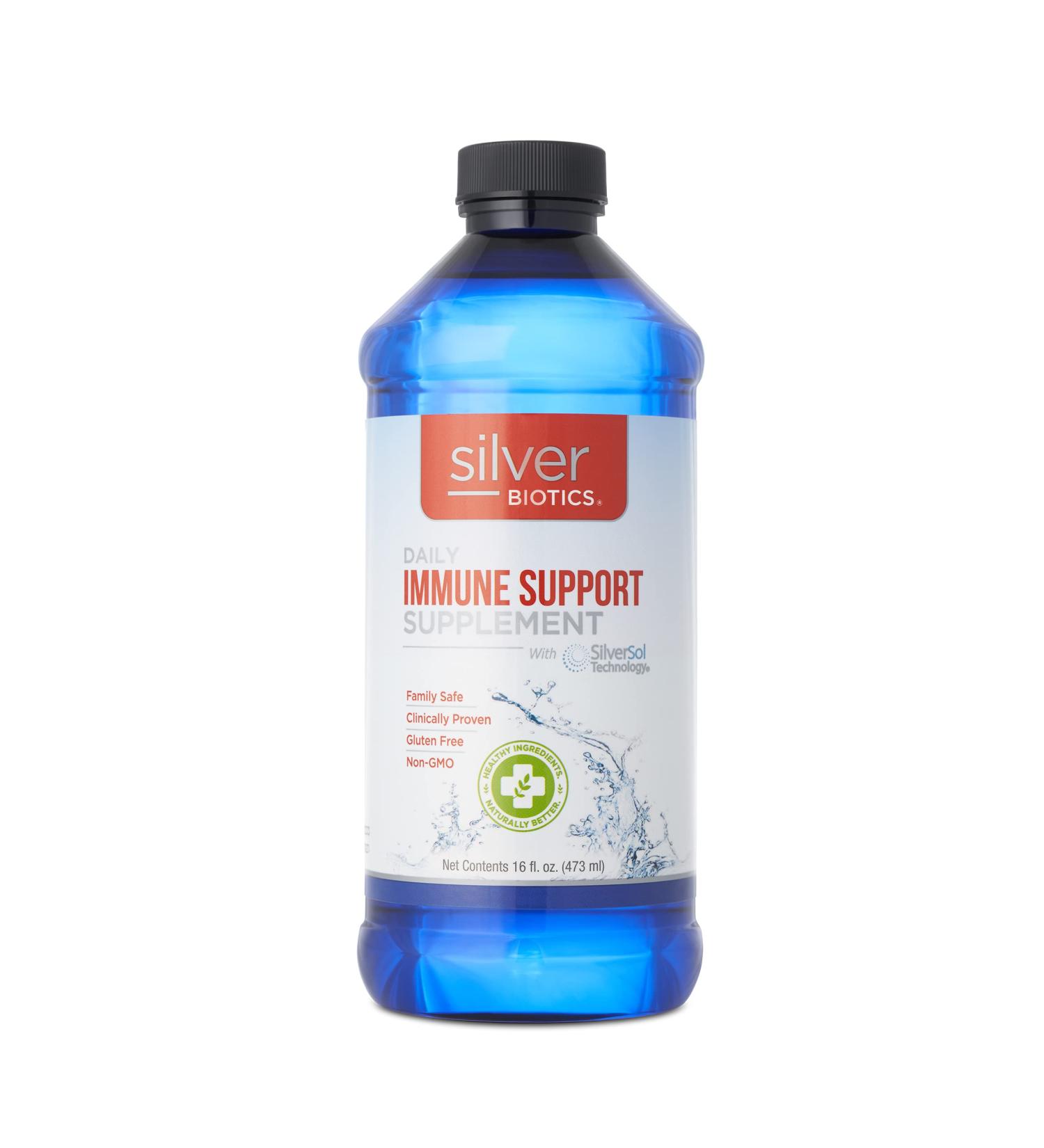 Silver Bioticsآ® Immune Support - 16oz Colloidal Silver Liquid with Silversol Technology - Daily Defense Boost - Buy Online on GoSupps.com