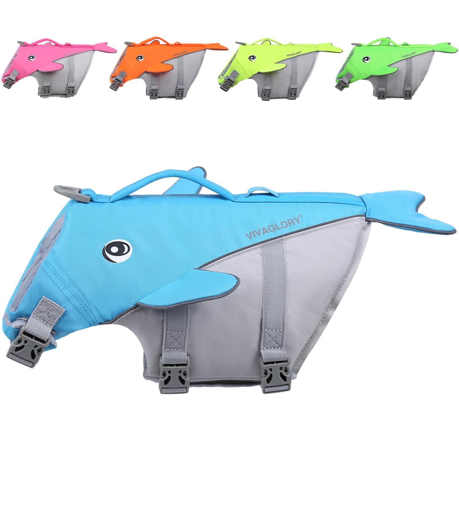 Vivaglory Dog fuel for small and medium-sized dogs simply put on and undress sporty dog swimming vest with adjustable nylongurten blue S: 48-58 cm (ribcage girth) blue)
