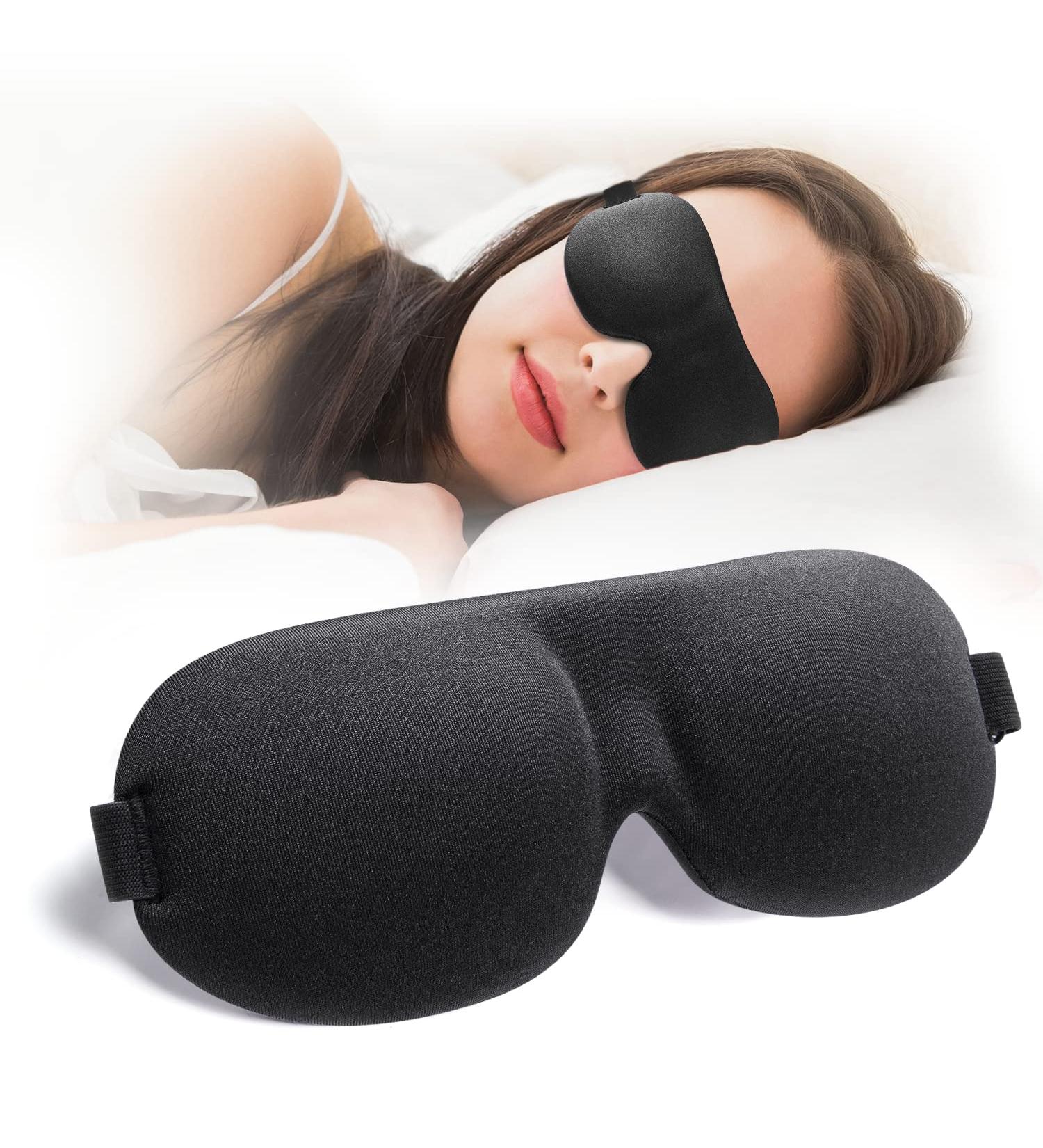 3D Night Sleep Mask for Back and Side Sleeper | 100% Light Block Out | Ultra Light Travel Eye Cover in Black - Buy Online on GoSupps.com