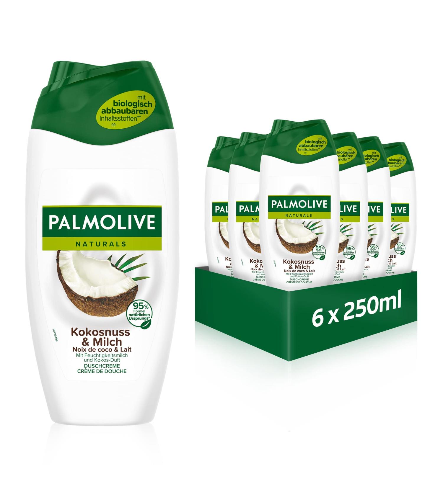Palmolive Shower Gel Naturals Coconut & Milk 6x250ml | Moisturising Cream Shower Gel for Delicate Skin | Buy Online - International Shipping - Buy Online on GoSupps.com