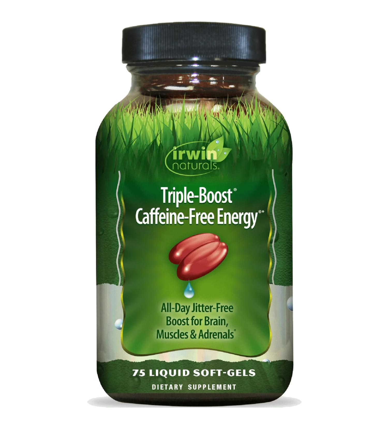 Irwin Naturals Triple Boost Caffeine-Free Energy - 75 Liquid Softgels - Supports All-Day Energy Without Burnout - Buy Online on GoSupps.com