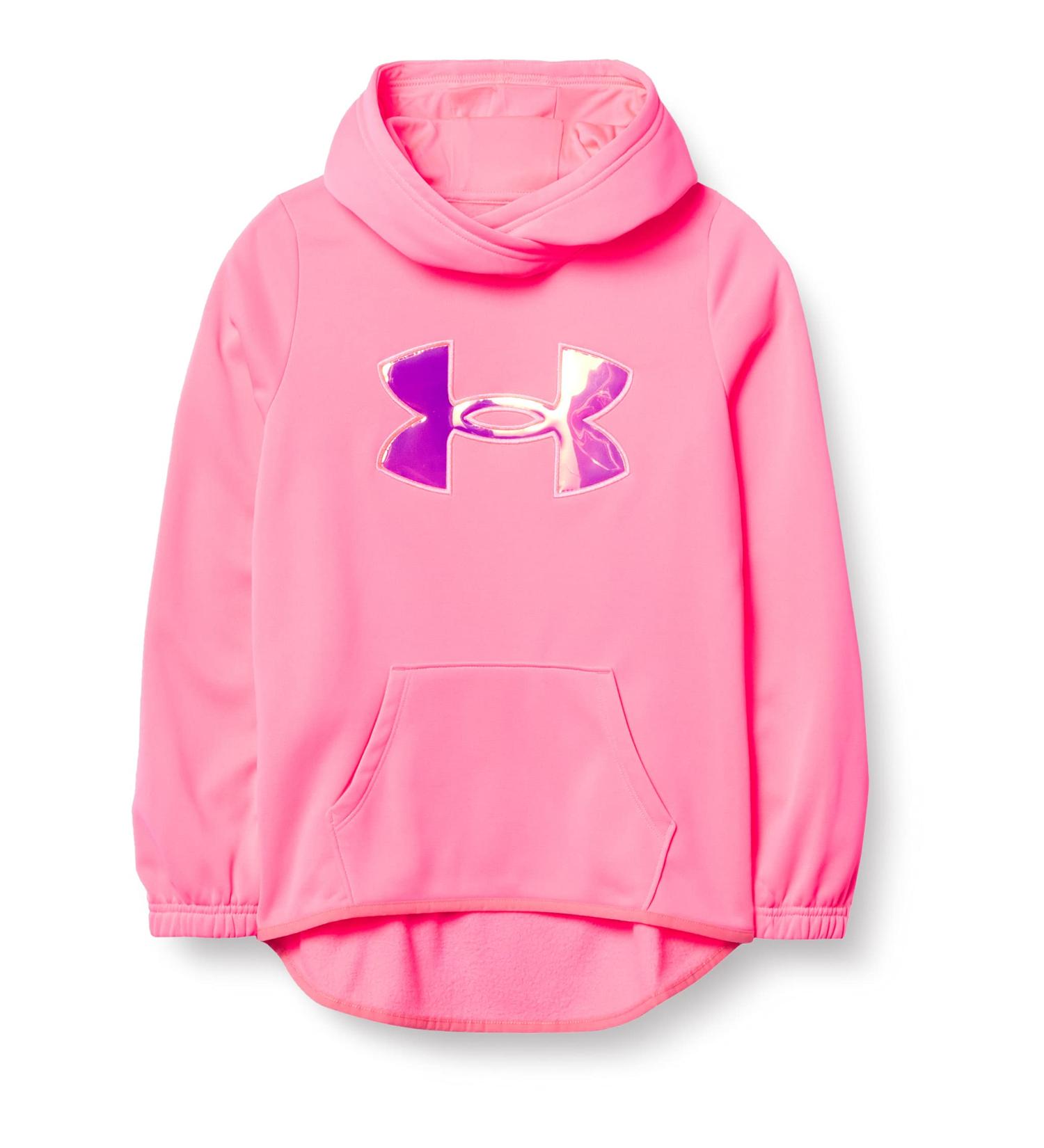 Under Armour Girls' Armour Fleece Iridescent Big Logo Hoodie Cerise (653)/Iridescent Small