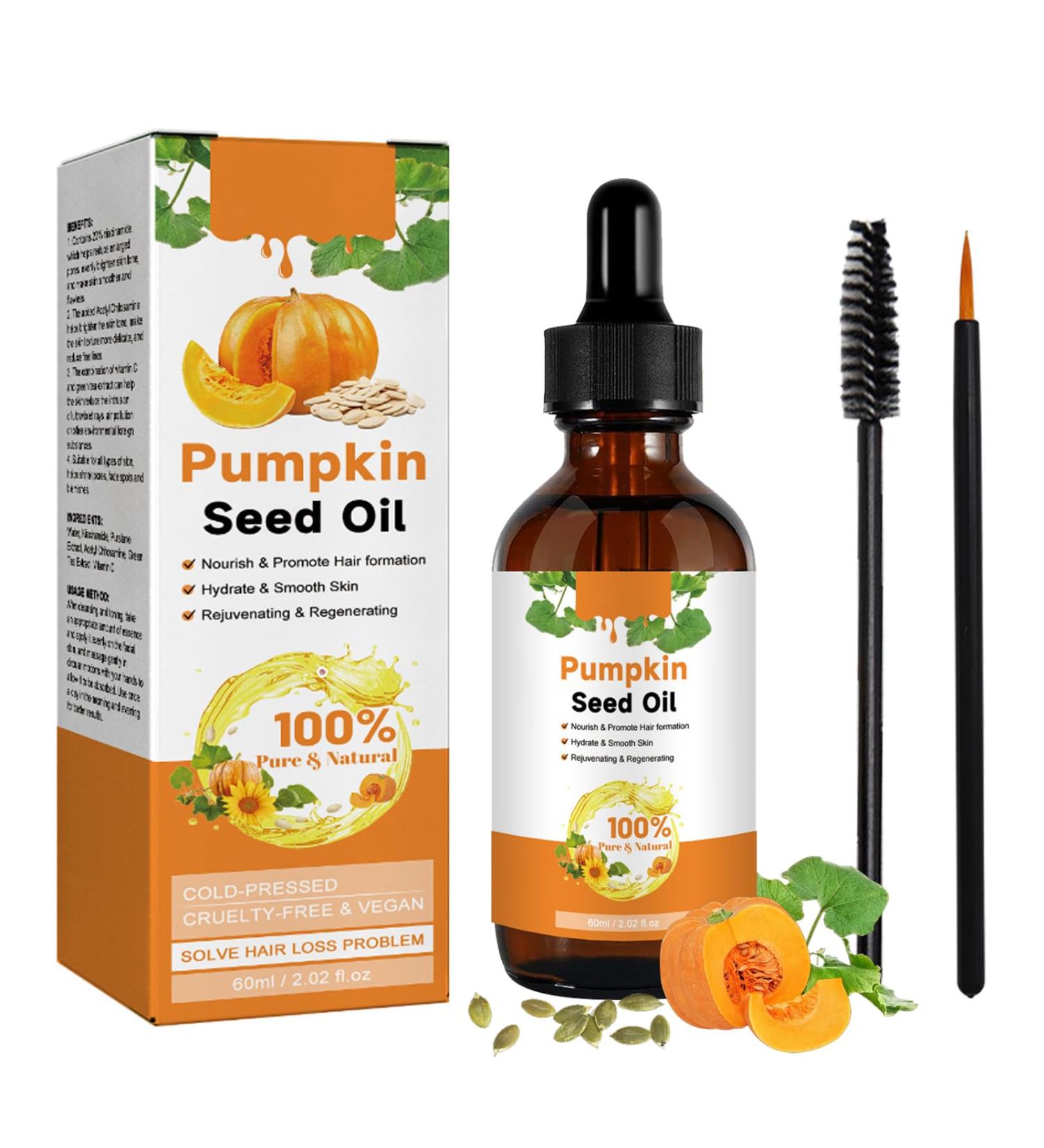 XdealCozyxc 60ML Pumpkin Seed Oil for Hair Growth Skin Face Eyebrow and Eyelash Growth Improve Hair Loss and Nourishes Scalp - Buy Online on GoSupps.com