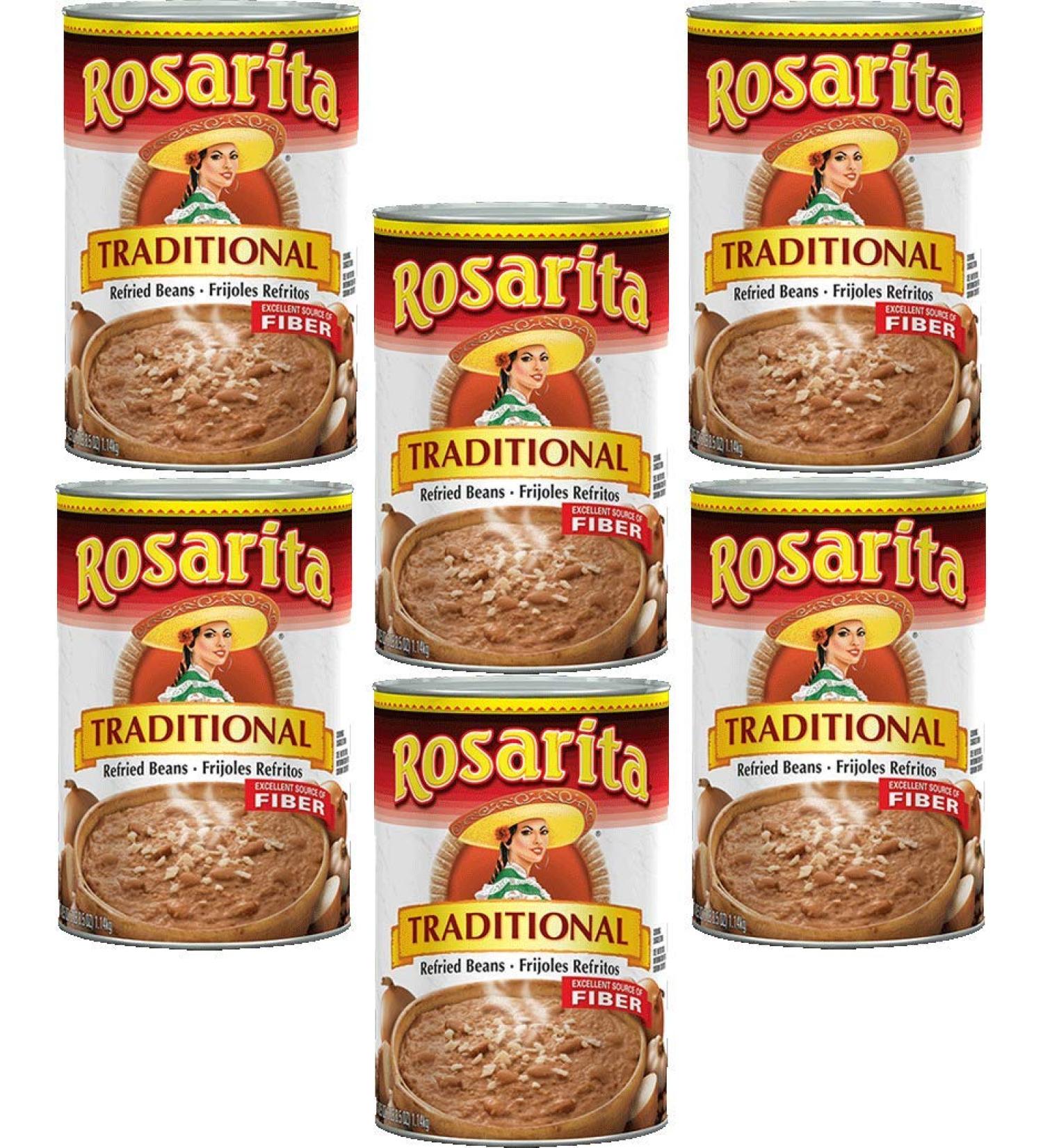 Rosarita Refried Beans 16oz Can (Pack of 6) Choose Flavor Below (Traditional)