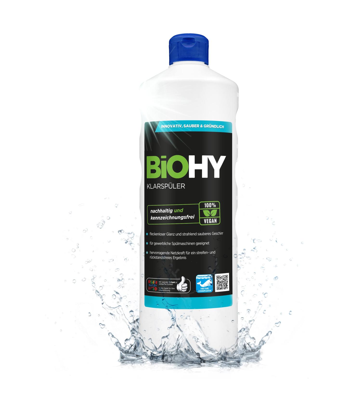 BiOHY Rinse Aid (1L) | Ecological High Concentrate for Commercial Dishwashers | Unbeatable Shine on Glasses | 1L Bottle | Pack of 1 - Buy Online on GoSupps.com