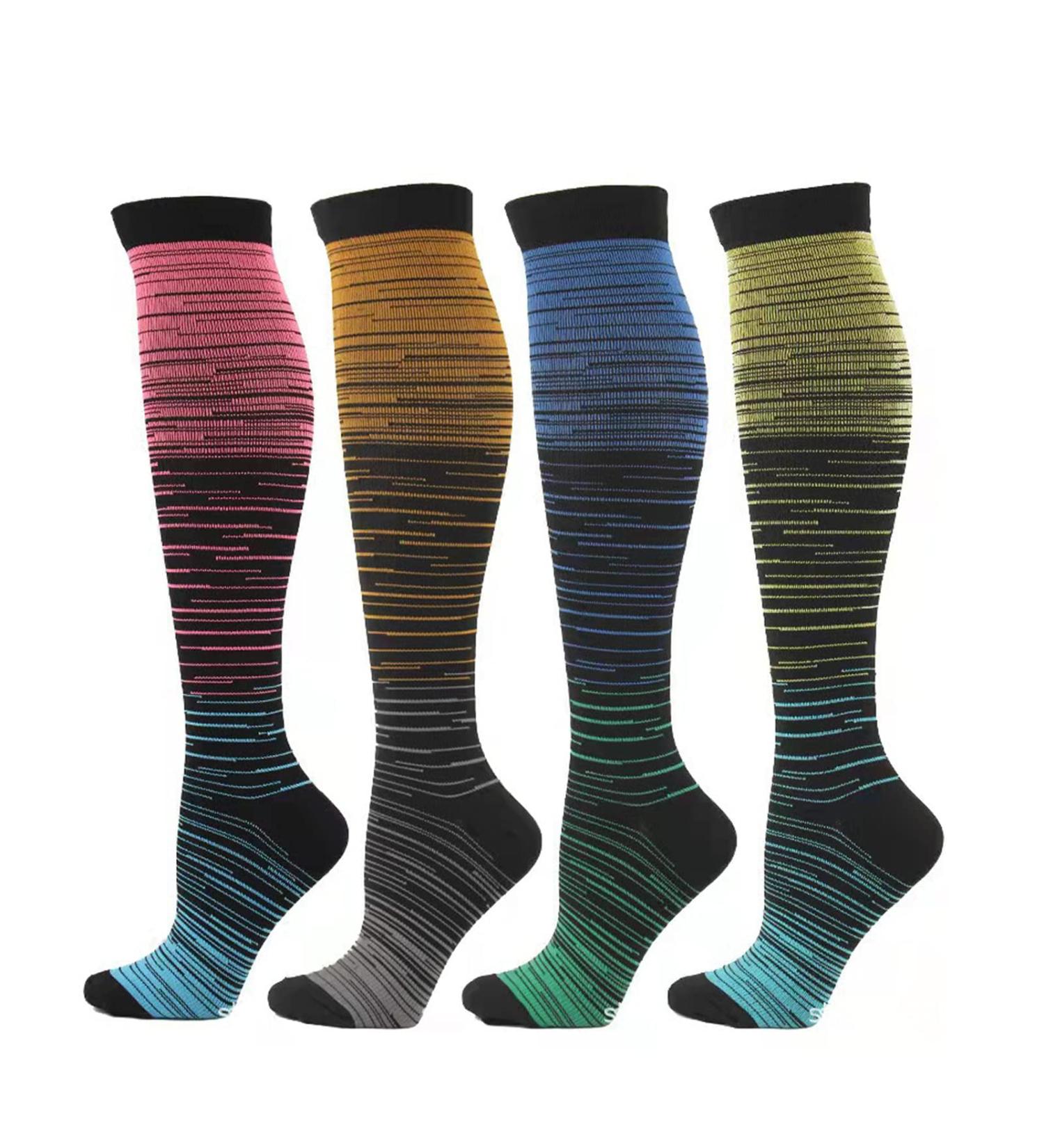 Gebin 4 Pair Compression Stockings for Men & Women - 15-20 mmHg Knee Socks for Sports Running Travel - Size S/M - Buy Online on GoSupps.com