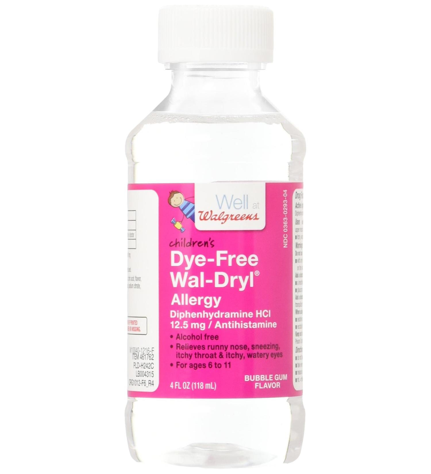 Wal-Dryl Children's Allergy Oral Solution - Dye-Free Bubble Gum - Walgreens - Buy Online on GoSupps.com