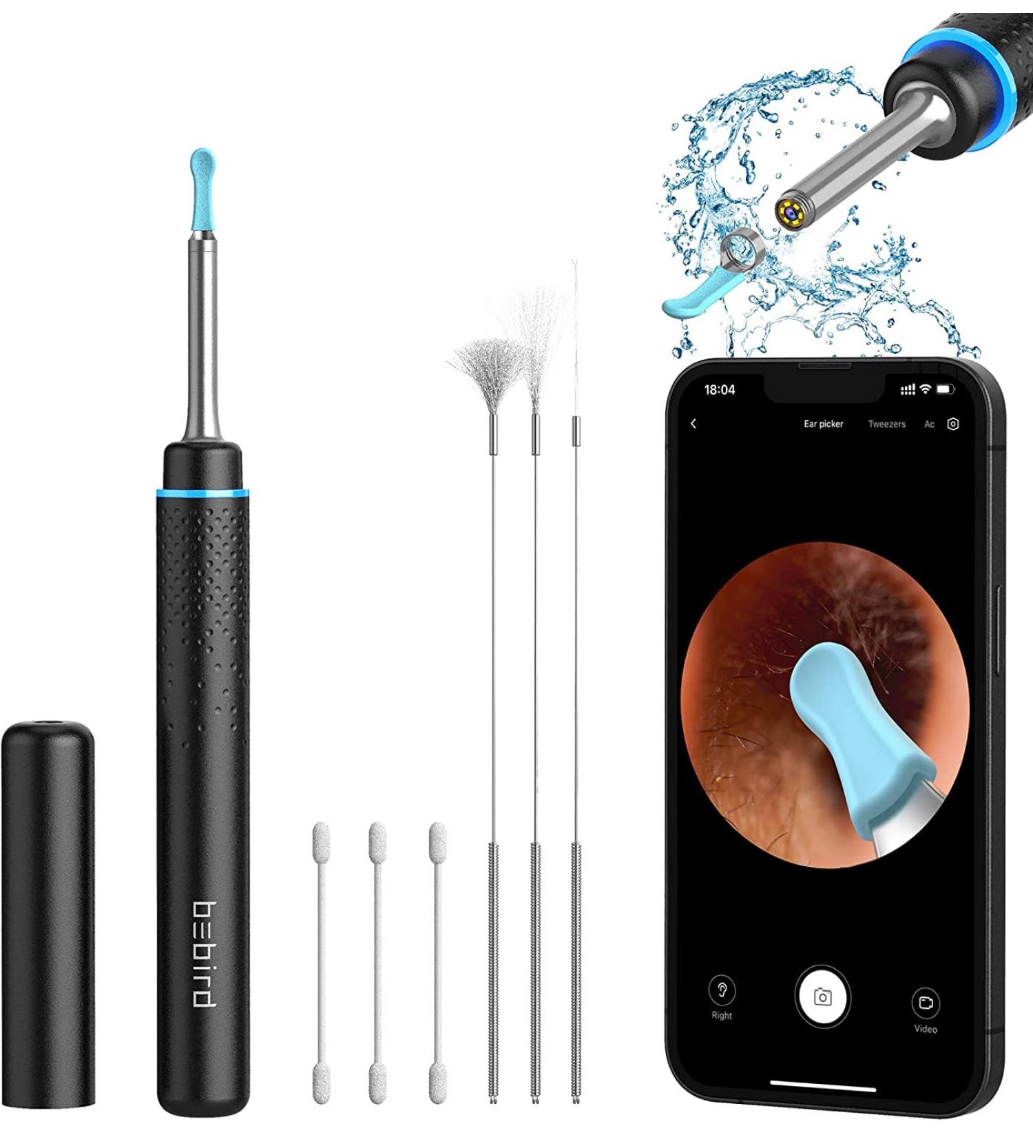 Vattix M9 Pro Ear Wax Removal Tool with 6 LED Lights - 1080P Ear Camera & Soft Silicone Scoops for Ear Wax Cleaning | Black - Buy Online on GoSupps.com