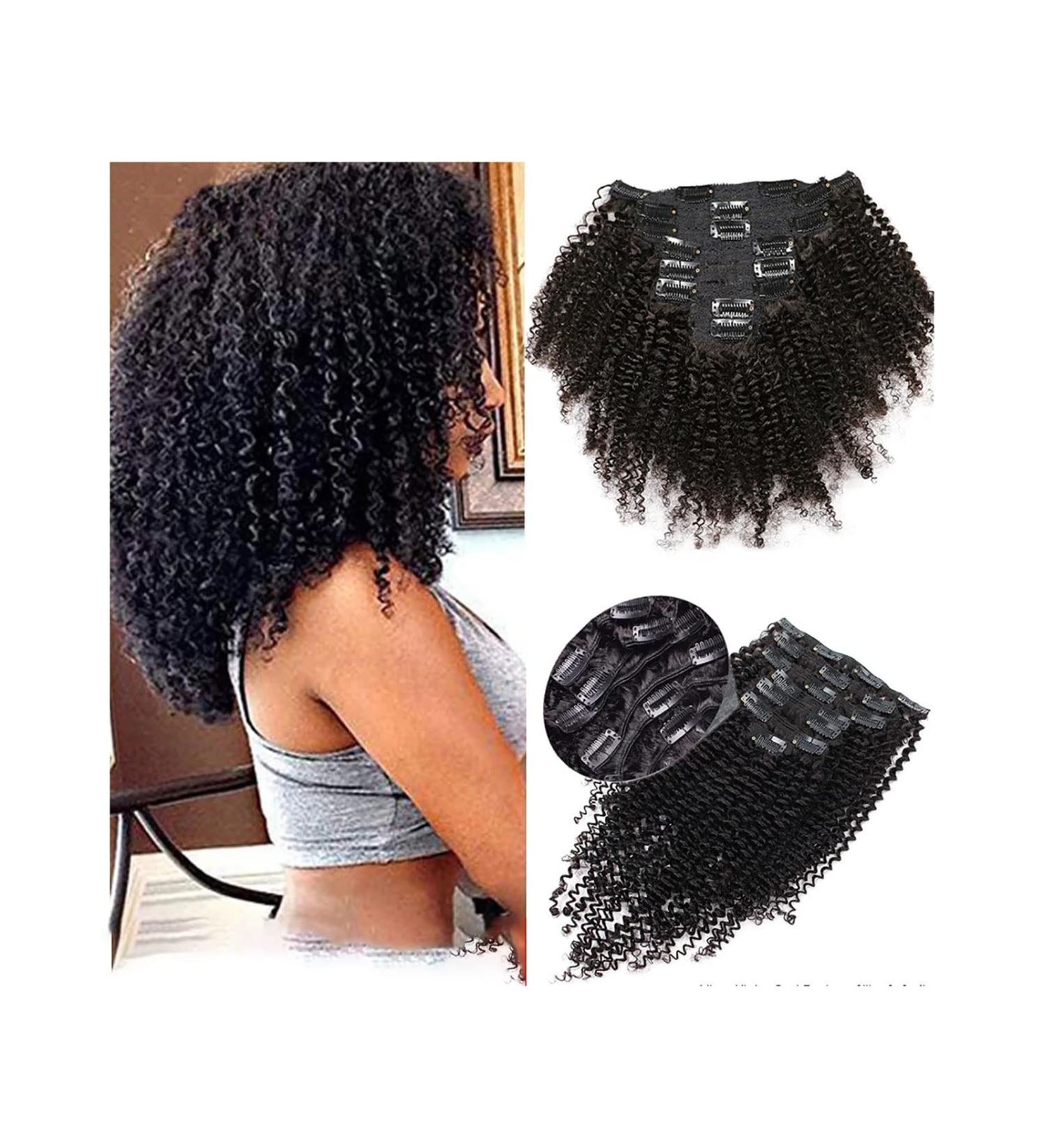 Hair Extension Clip In Hair Extension Afro Kinky Curly Clip In Human Hair Extensions Women 120g/set Clip-in Full Head crochet hair (Size : 24 inch) - Buy Online on GoSupps.com