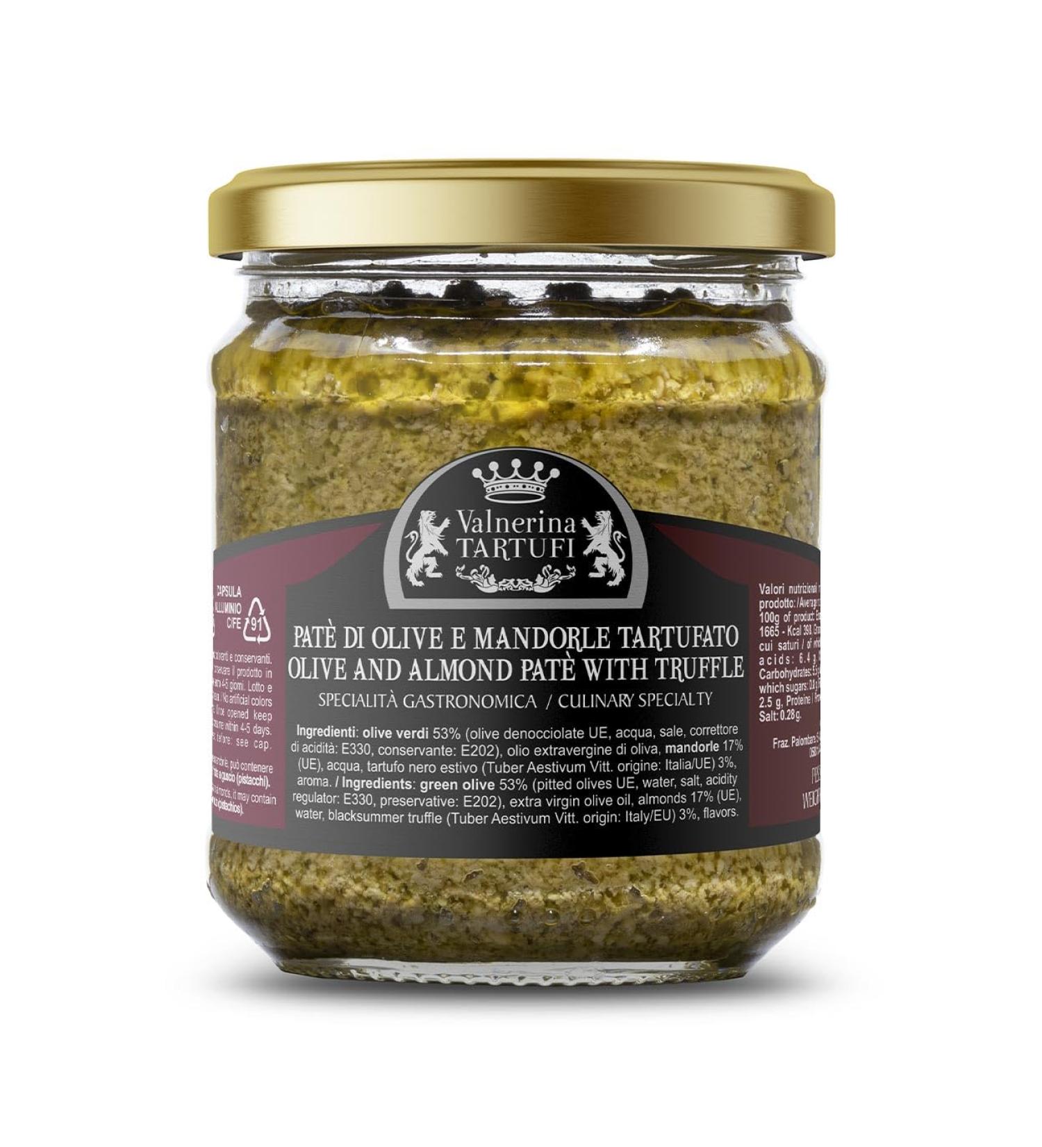 Valnerina Tartufi Truffle Pat with Olives & Almonds | Black Truffle Bruschette Sauce | 180g Jar - Buy Online on GoSupps.com
