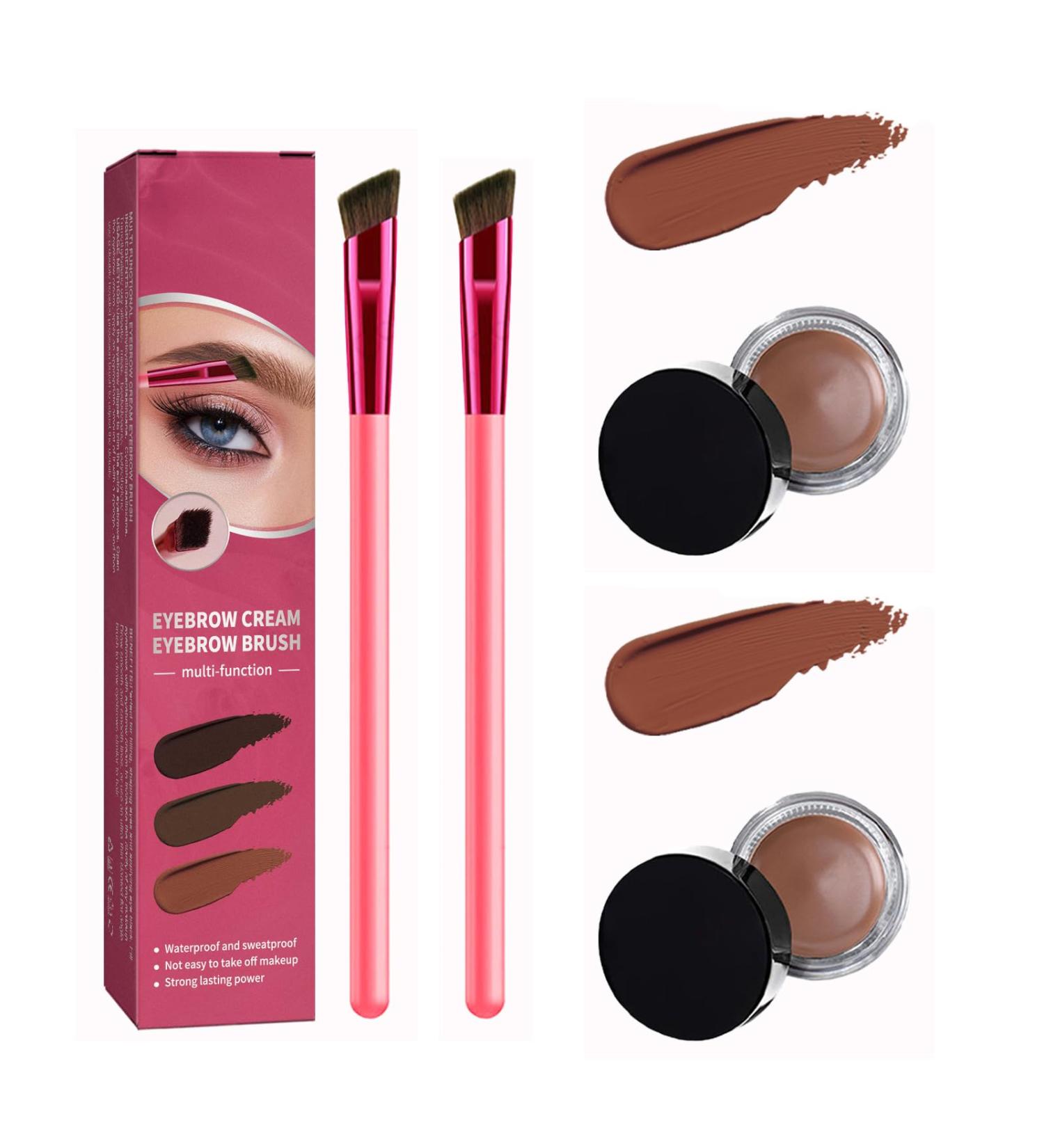 Eyebrow Brush Home Eyebrow Care Kit 4D Laminated 4D Laminated Brow Home-Grooming Kit 4D Hair Stroke Brow Stamp Brush with Eyebrow Cream (2*Light Brown) - Buy Online on GoSupps.com