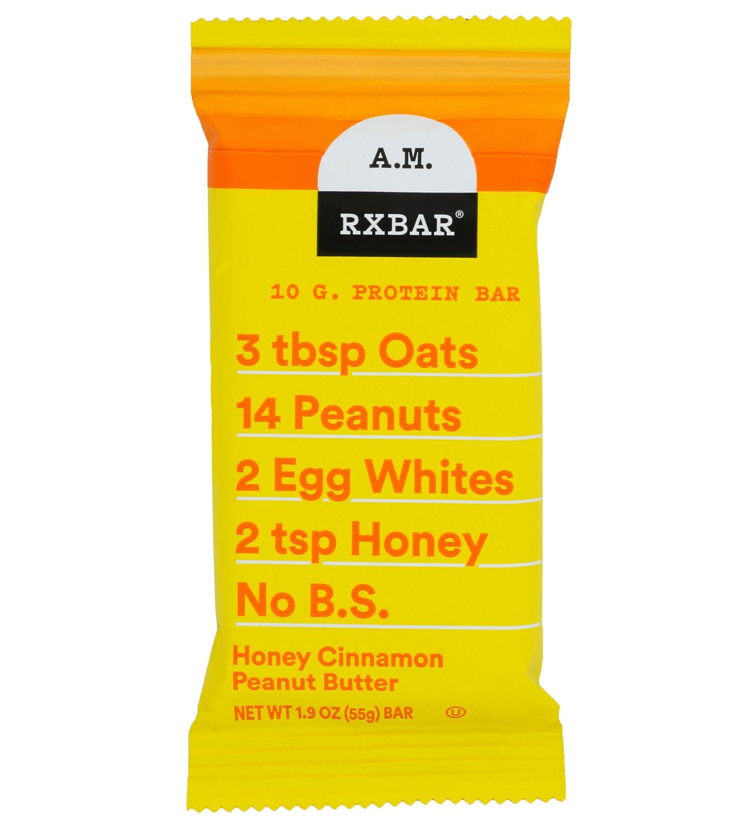 A.M. RXBAR Protein Bars - Honey Cinnamon Peanut Butter 10g Protein Gluten Free - 12 Pack - Healthy Snack for International Shipping - Buy Online on GoSupps.com