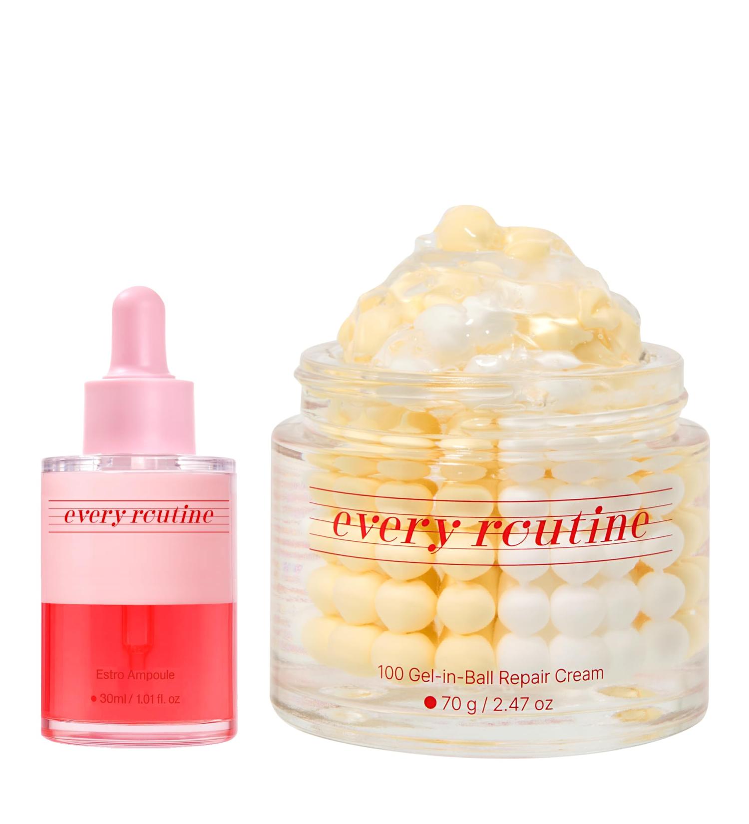 every routine Barrier Glow Set: Estro Ampoule (1.01 fl oz) & Gel-in-Ball Repair Cream (2.47 oz) - Vegan Collagen & Cica Skincare Duo for Deep Hydration Soothing and Plumping (K-Beauty) - Buy Online on GoSupps.com