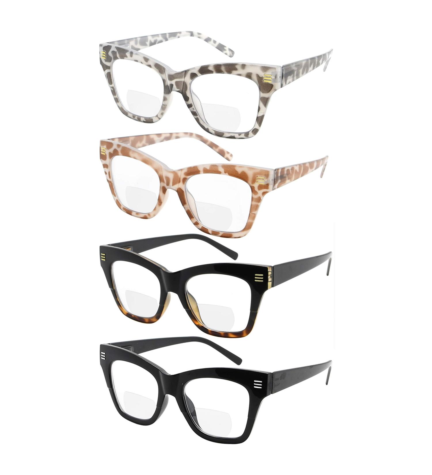 Eyekepper 4-Pack Bifocal Reading Glasses for Women - Large Frame +2.50 Diopters - 4 Clear Lens Readers - International Shipping Available - Buy Online on GoSupps.com
