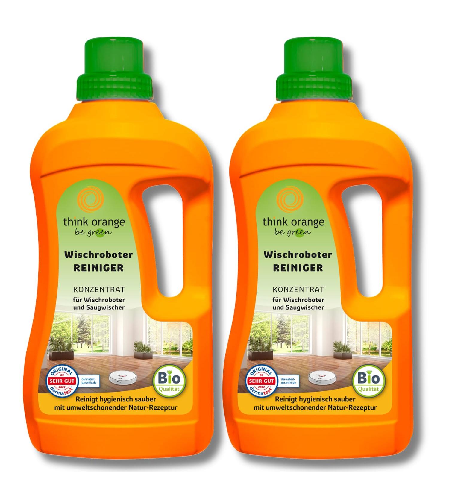 Wischrobots cleaning agent (2x1l pack) |Concentrate for all suction wipers |Extremely clean |Foam arm & strip -free for all surfaces |Think Orange Be Green 1.06 kg (2 -person pack)