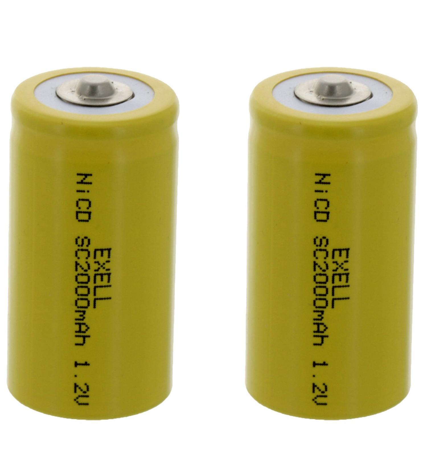 Buy 2x Exell SubC 1.2V 2000mAh NiCD Rechargeable Batteries - Ideal for Telecoms UPS Smart Grids & More | International Shipping Available - Buy Online on GoSupps.com