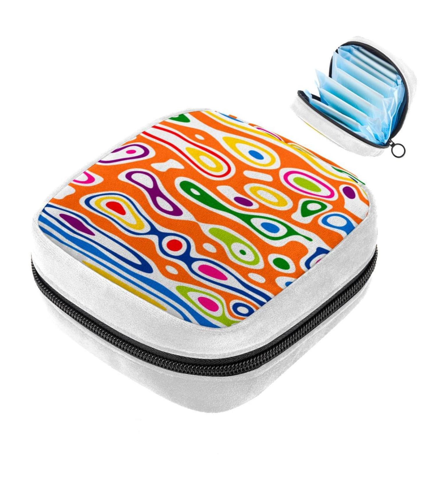 Colorful Abstract Stripes Sanitary Napkin Storage Bag - Period Tampon Makeup Pad Pouch Color2631 - Buy Online on GoSupps.com