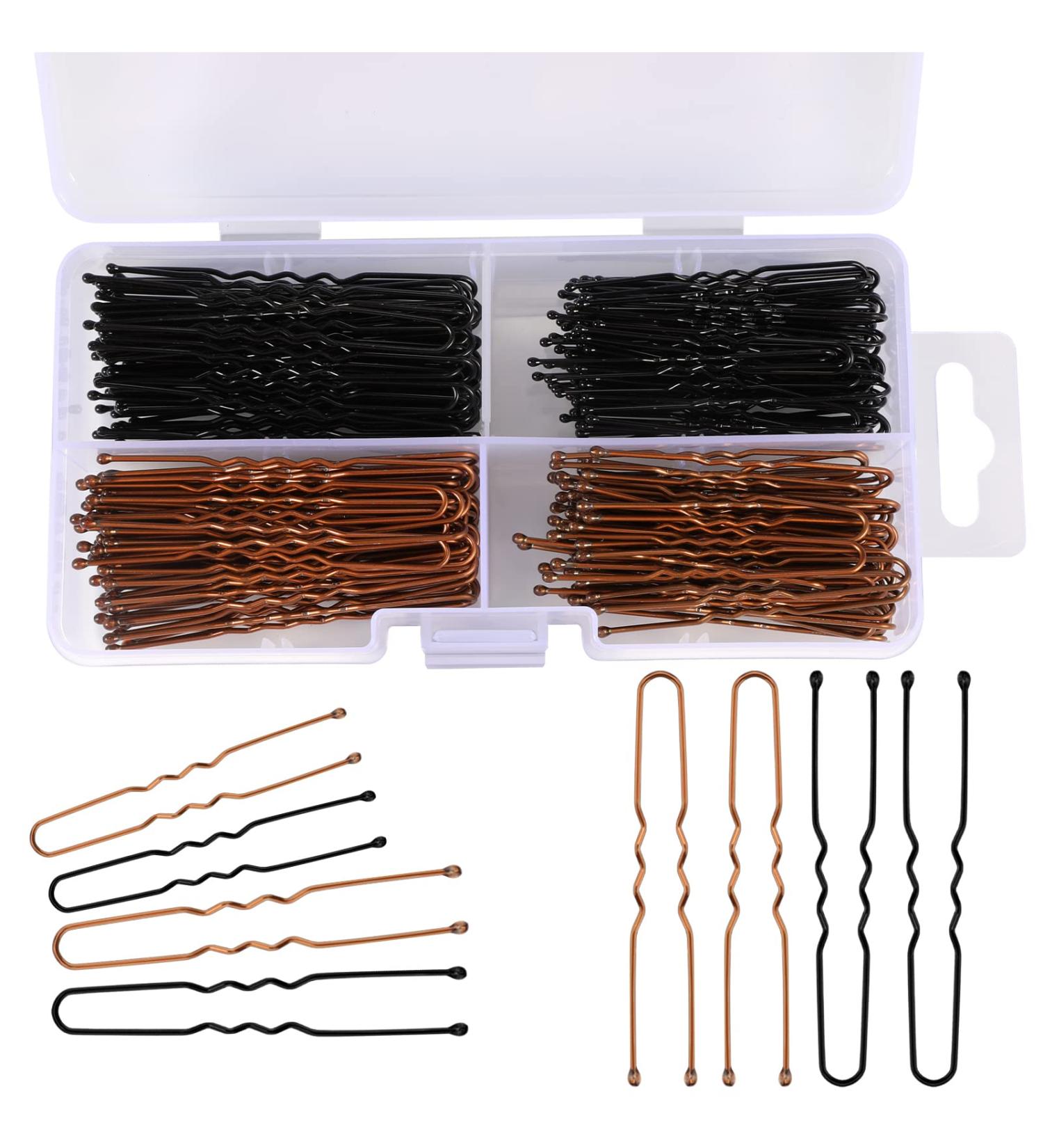 AIEX 200 Pieces U Bobby Pins for Girls & Women - Hair Pins with Storage Box (Black & Brown) - Perfect for All Hair Types - Buy Online on GoSupps.com