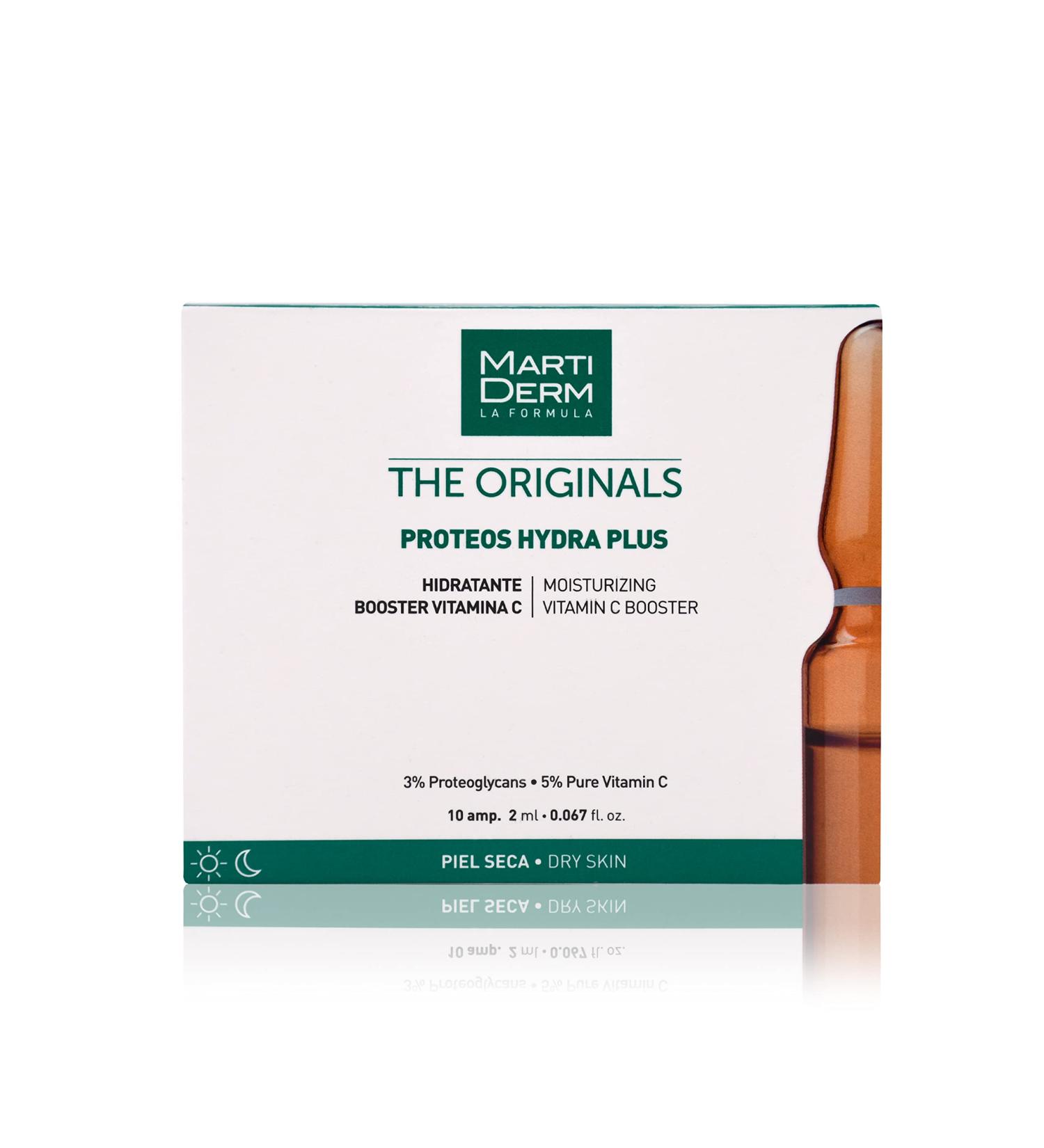 MartiDerm Proteos Hydra Plus Serum Ampoules - 5% Proteoglycans & Vitamin C for Men & Women | 10 Ampoules - Best Hydration & Anti-Aging - Buy Online on GoSupps.com
