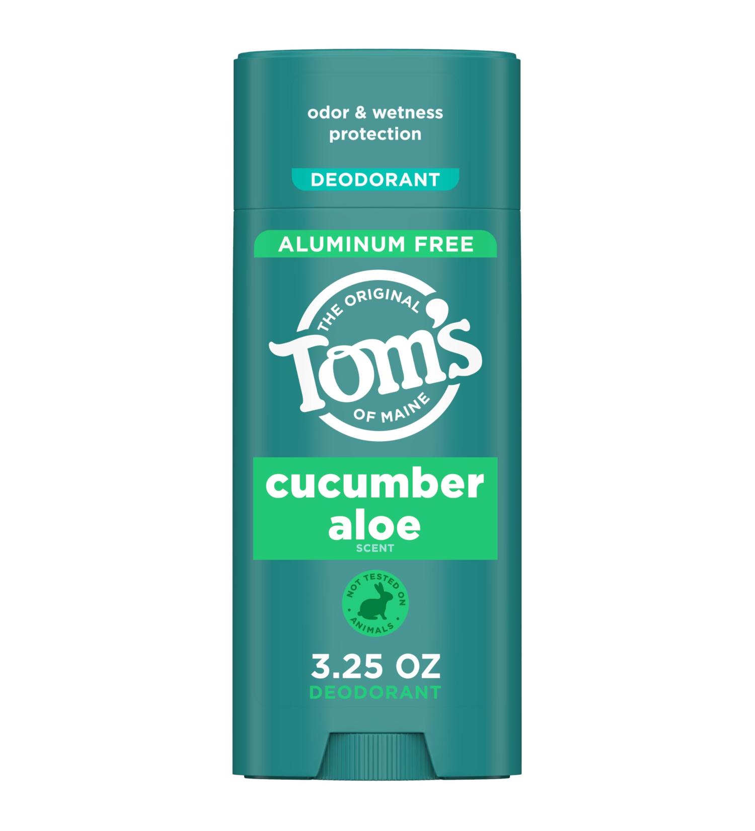 Tom s of Maine Cucumber Aloe Aluminum Free Natural Deodorant For Women & Men | Goes on Clear | Odor & Wetness Protection | Naturally Derived and Moisture-Locking Ingredients | 3.25 oz Cucumber Aloe 3.25 Ounce (Pack of 1) - Buy Online on GoSupps.com