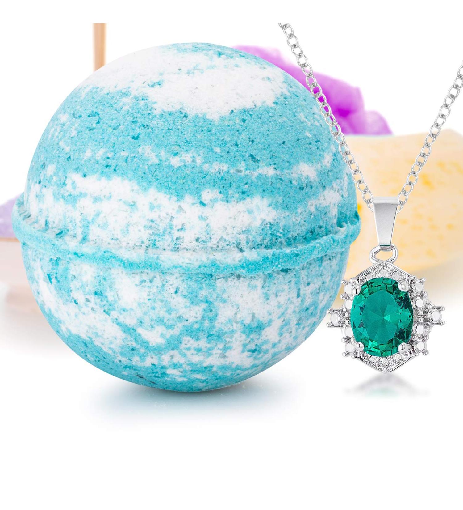 Handmade Bath Bomb Deluxe 8oz with Surprise Jewelry - Made in USA for Bubble Spa Bath | Perfect Birthday & Mother's Day Gift for Women & Kids - Boyfriend Pendant - Buy Online on GoSupps.com