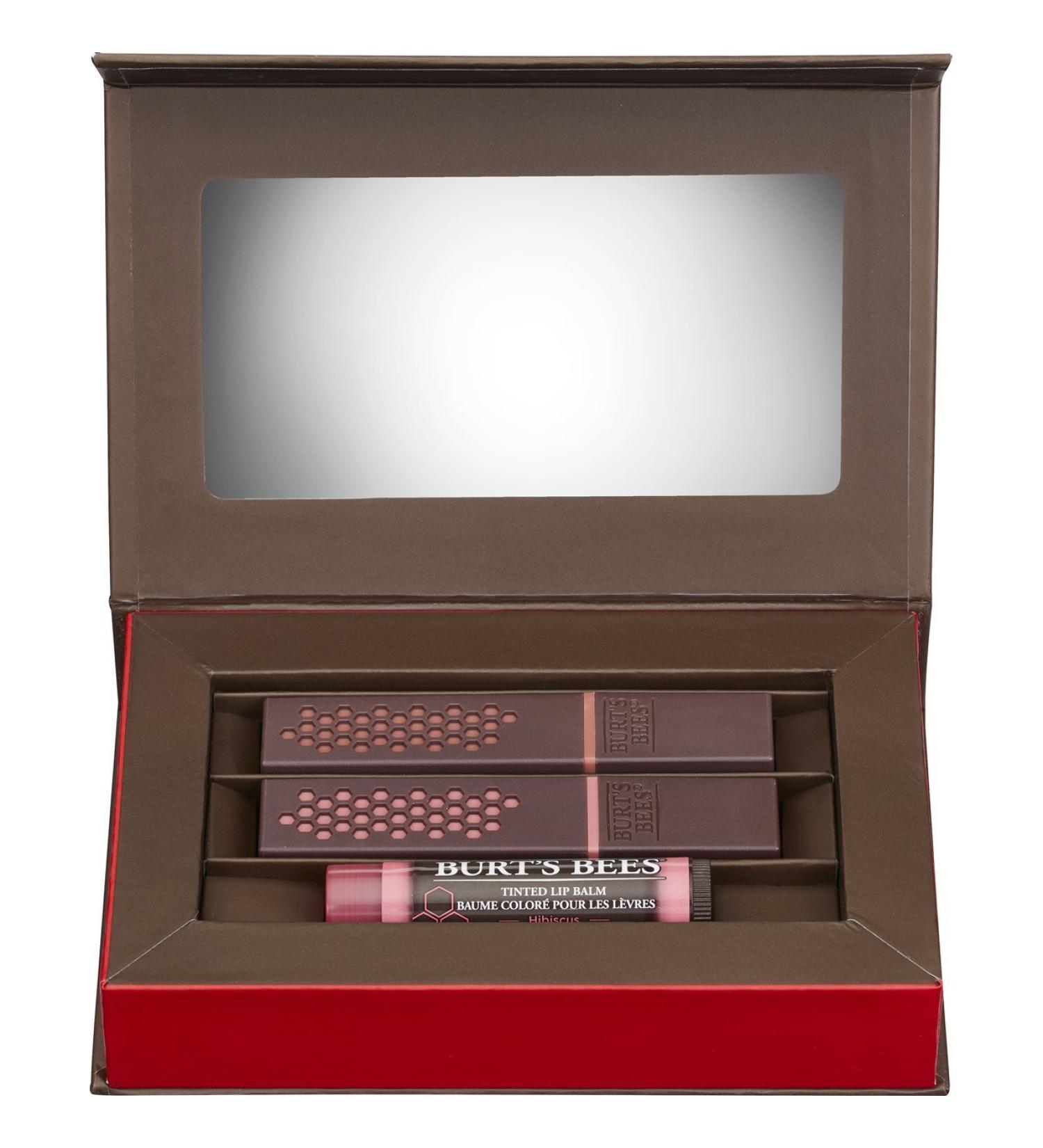 Burt's Bees Lip Color Trio Gift Set - Blush Basin & Suede Splash Lipsticks, Hibiscus Tinted Lip Balm - 3 Piece Set - Buy Online on GoSupps.com