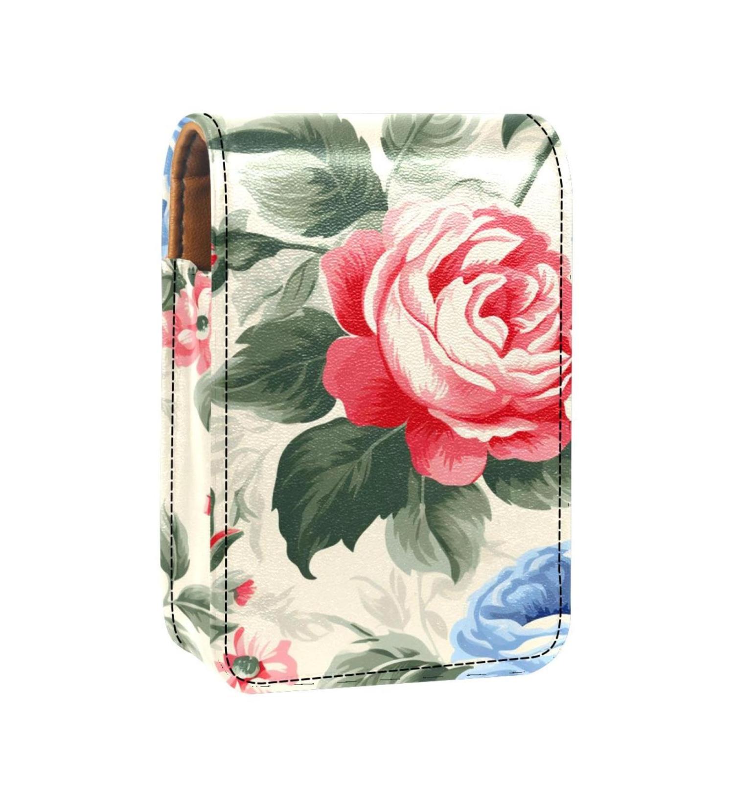 Travel Lipstick Organizer Case - Portable Floral Makeup Bag with Mirror | Shop Now for International Shipping - Buy Online on GoSupps.com
