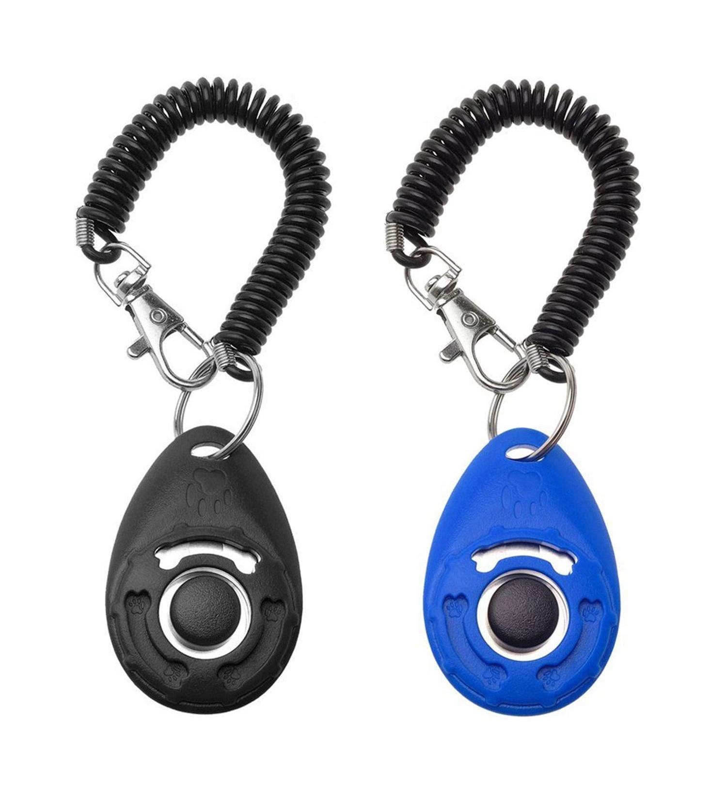Txibi 2Pack Pet Dog Training Clicker with Wrist Strap - Durable Lightweight Easy to Use Pet Clickers for Cats Puppy Birds Horses (Black + Blue) - Buy Online on GoSupps.com