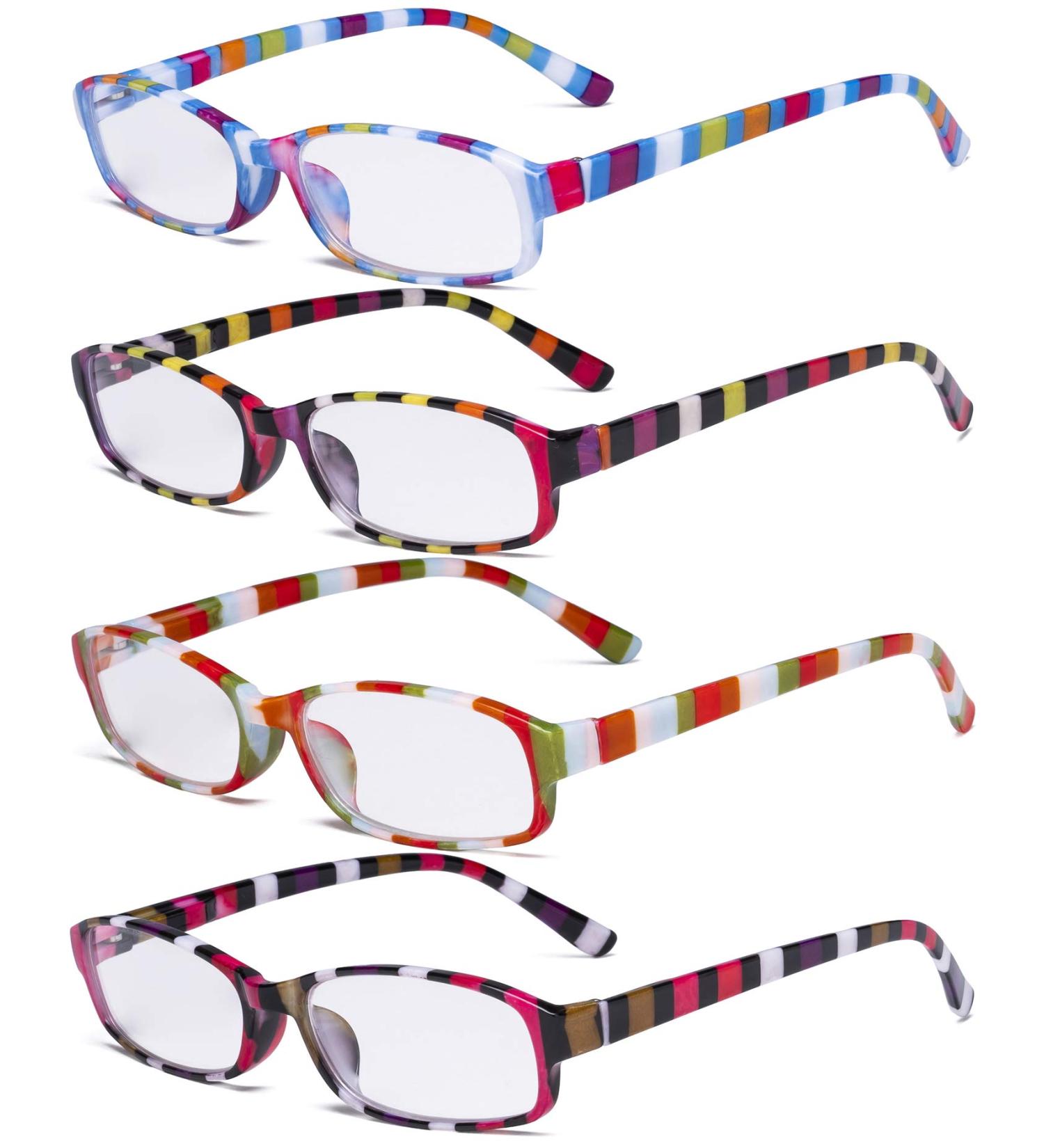 Eyekepp Pack of 4 Women's Fashionable Reading Glasses - Stylish Stripe Design +1.75 - International Shipping Available - Buy Online on GoSupps.com