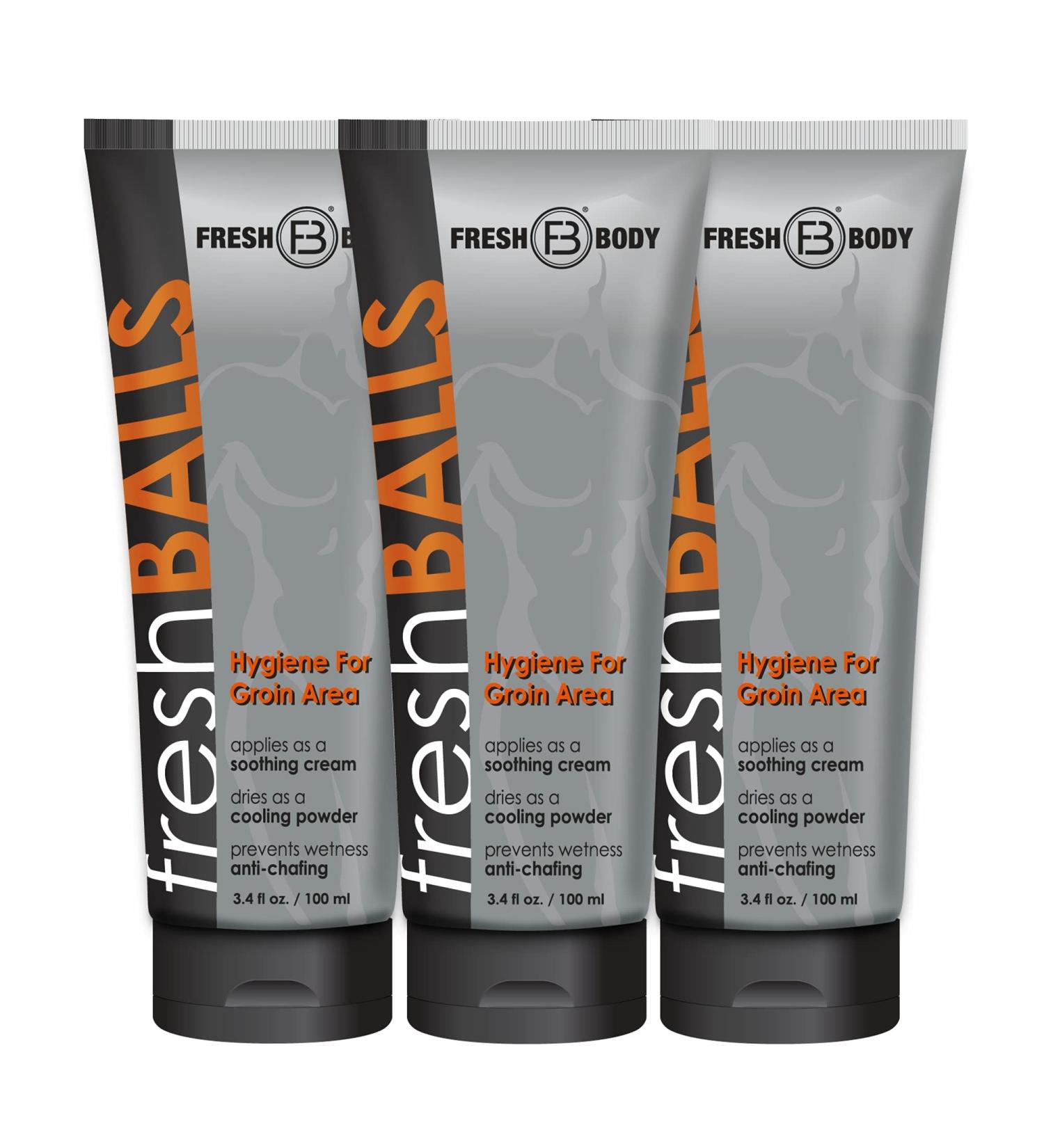Fresh Body FB - Fresh Balls Lotion 3.4 fl oz (3 Pack) | Men's Anti-Chafing Cream to Powder Deodorant and Hygiene for Groin Area - Buy Online on GoSupps.com