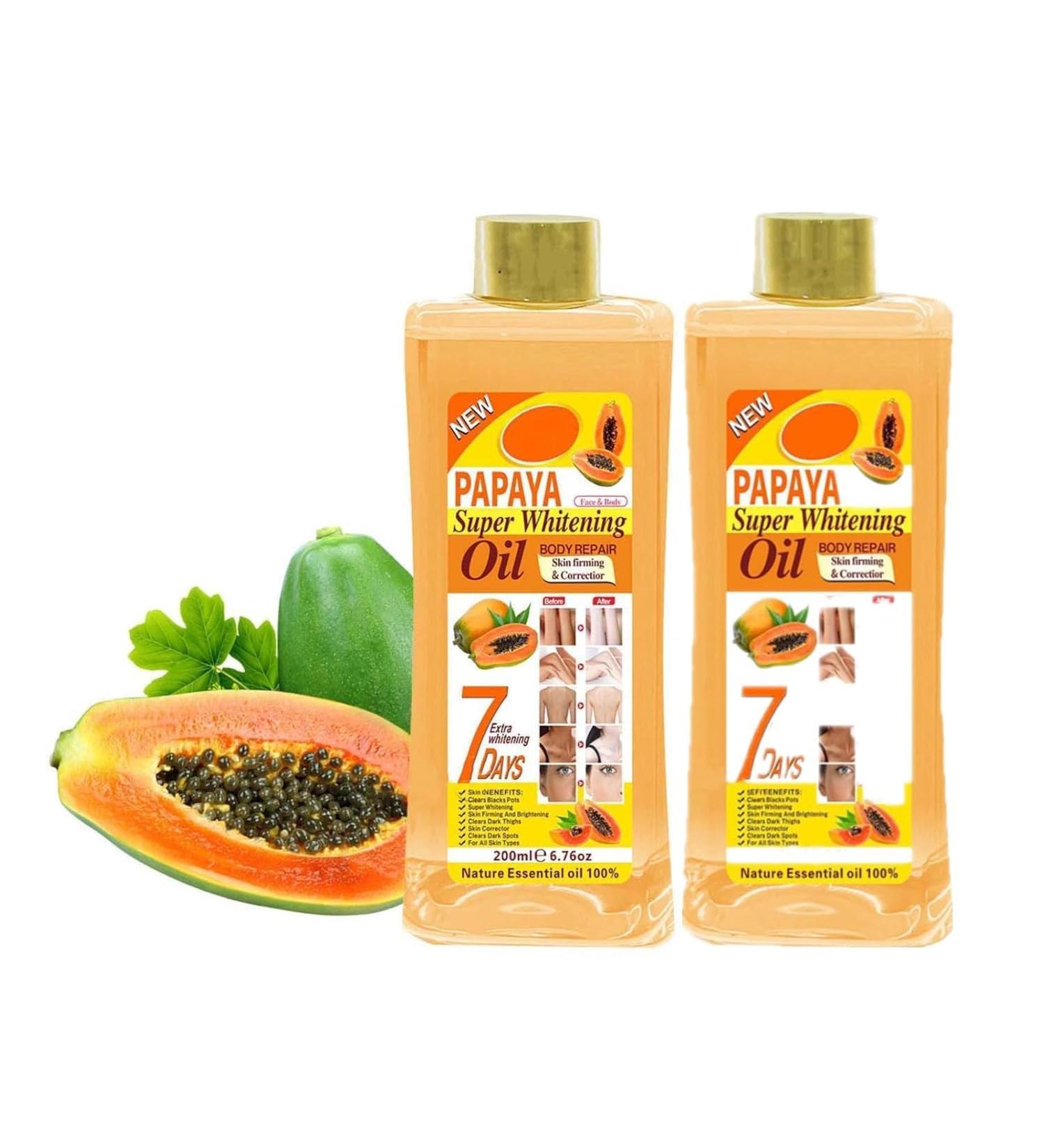 FLLUOUZH Papaya Super Whitening Oil 7 Days Papaya Oil for Skin Papaya Oil for Lightening Dark Skin Face and Body Moisturizer Nourishing Body Repair for All Skin Types 2 Pcs - Buy Online on GoSupps.com