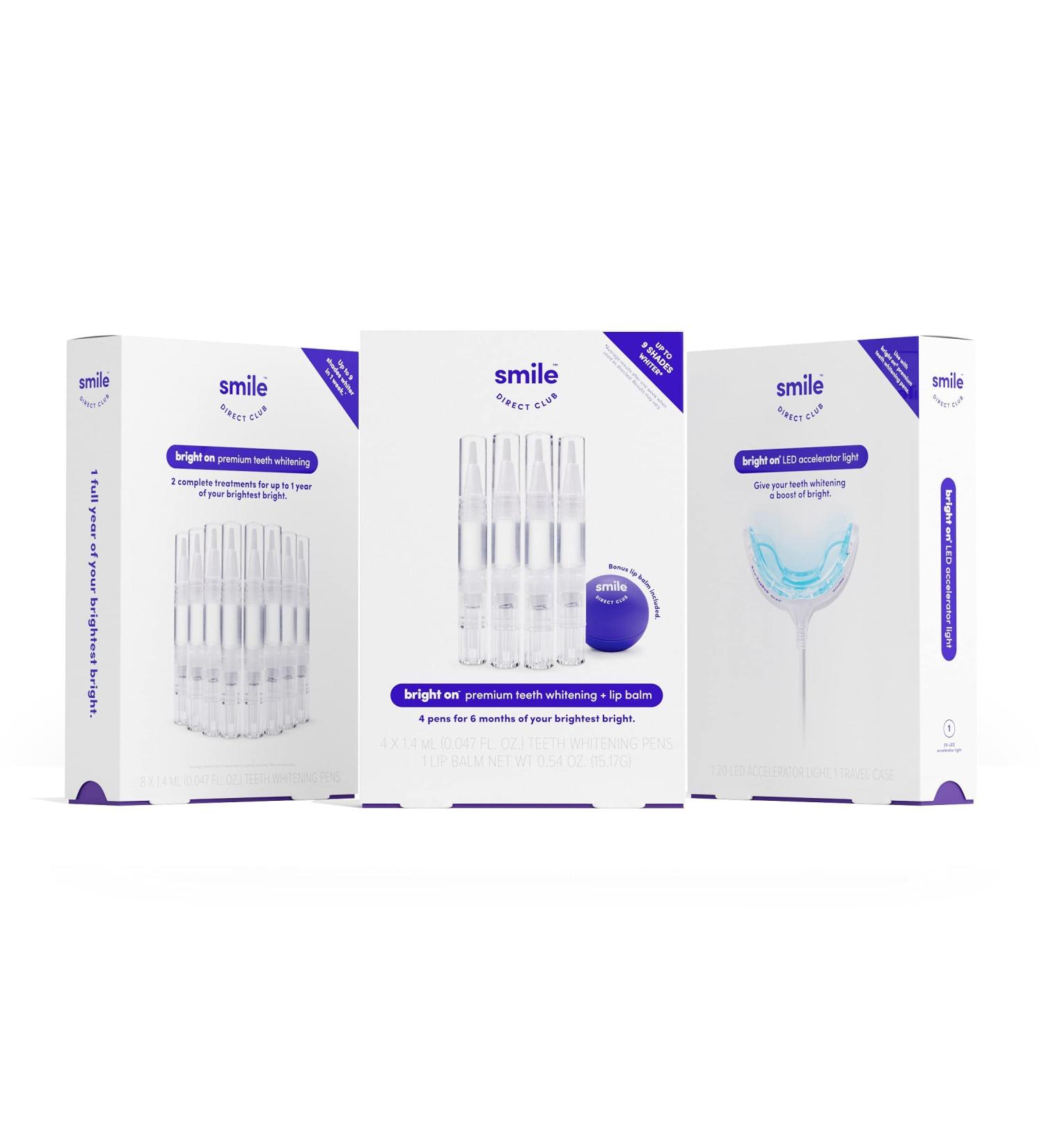 SmileDirectClub Mega Whitening Bundle: 3 Premium Gel Treatments, LED Light, Lip Balm - Buy Online on GoSupps.com
