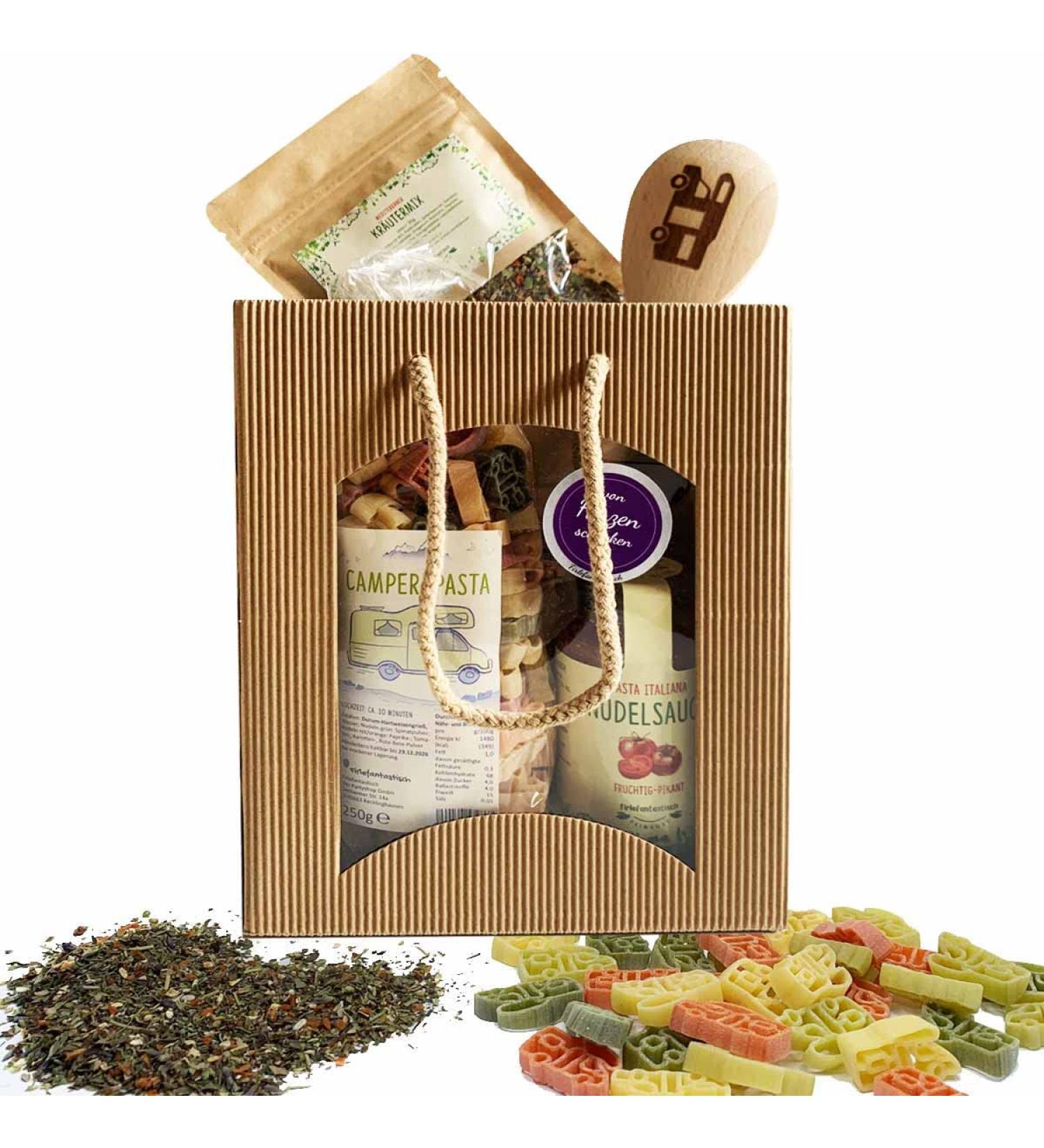 Fine Food Set for Motorhomes - Pasta Sauce Spices & Wooden Spoons | Unique Gift for Mobilists - Buy Online on GoSupps.com