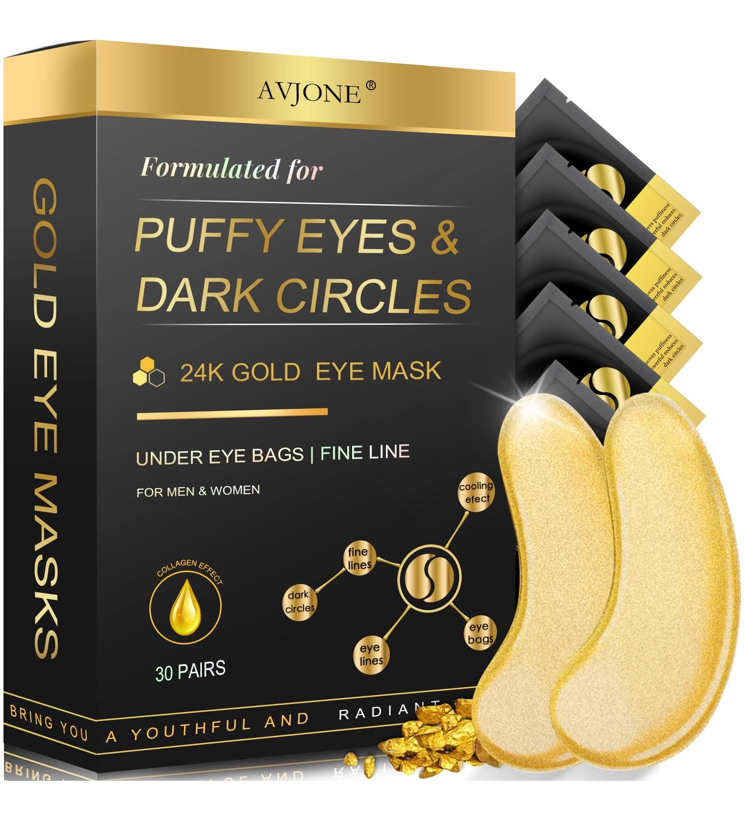 AVJONE 24K Gold Eye Mask - 30 Pair for Puffy Eyes, Dark Circles, Wrinkles - Revitalize Your Skin - Buy Online on GoSupps.com