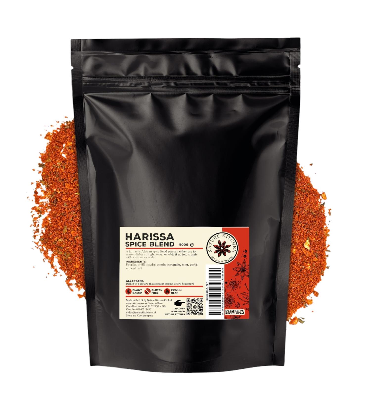 Nature Kitchen Moroccan Harissa Spice Blend 500g - Gluten-Free and Vegan Cooking Seasoning for Marinades, Sauces, Baking or Grilling - Buy Online on GoSupps.com