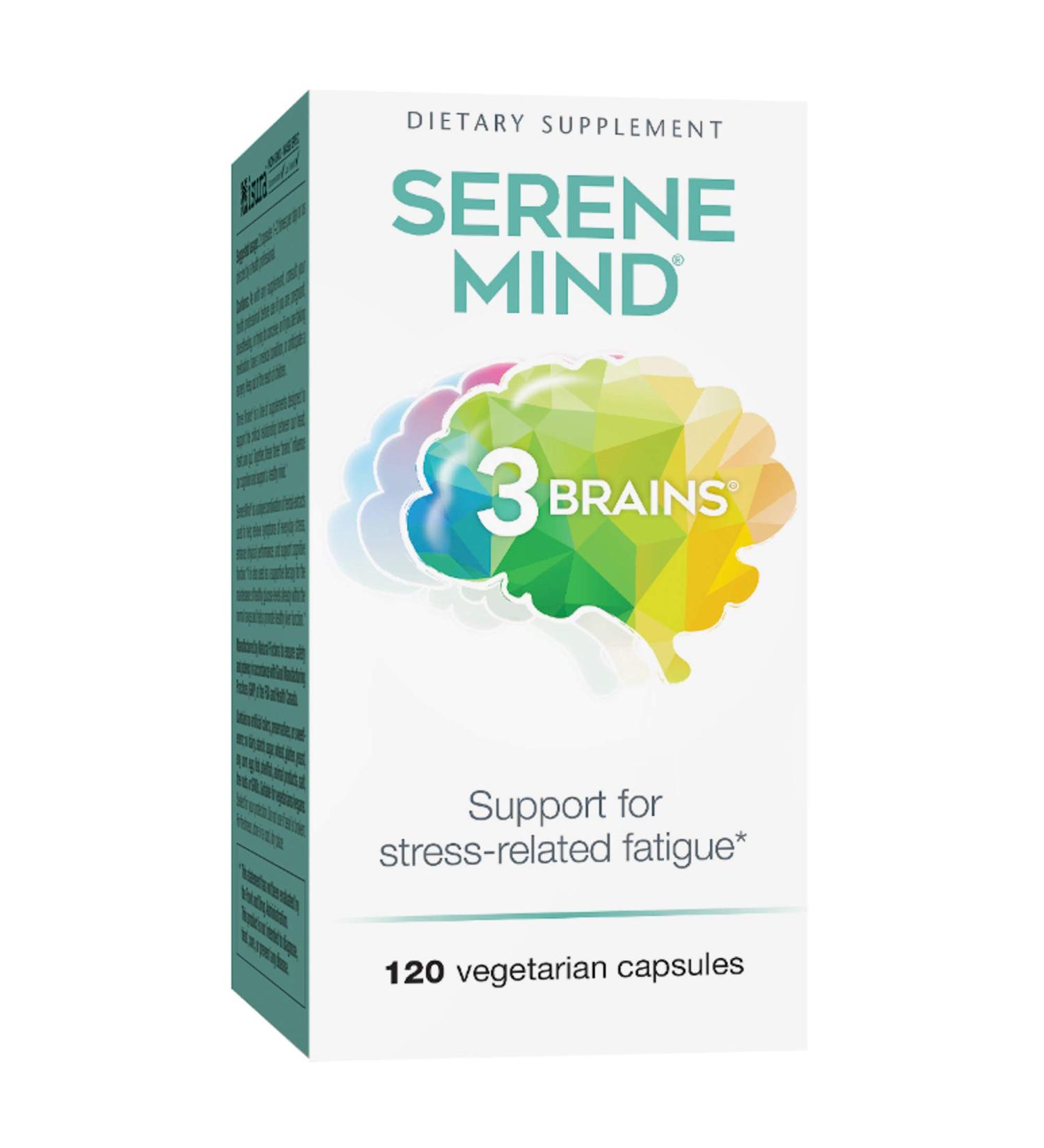 Natural Factors 3 Brains Serene Mind - 120 Vegetarian Capsules for Calming Support - Buy Online on GoSupps.com