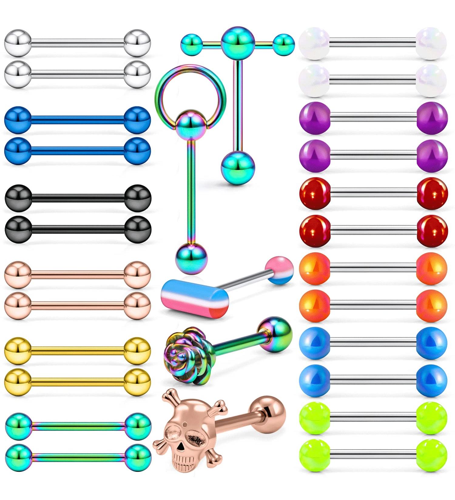 Leiainely Women's Tongue Rings | Tongue Piercing Jewelry Mix - Buy Online on GoSupps.com