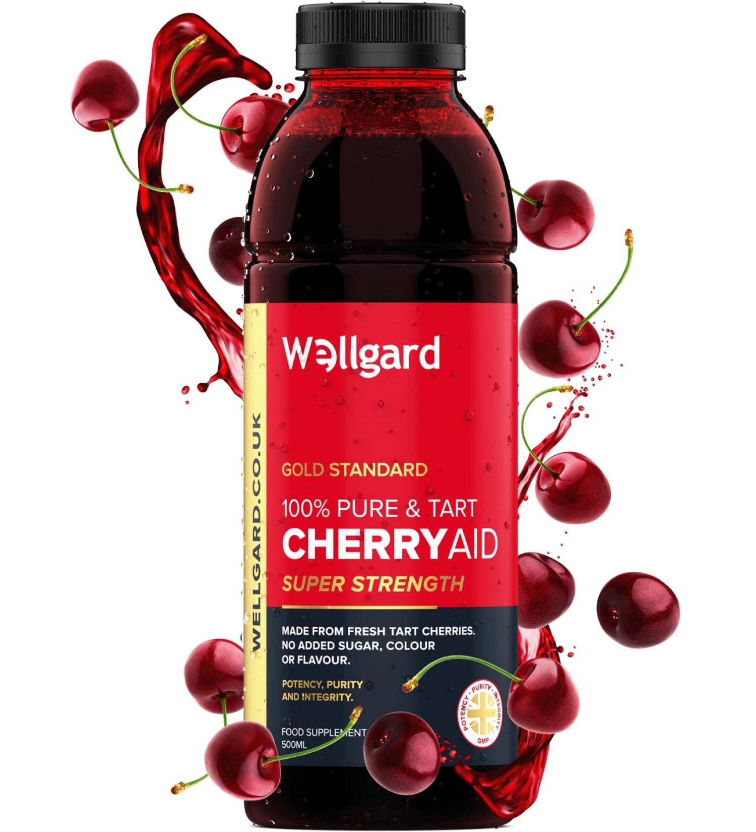 Wellgard Tart Cherry Juice CherryAid 100% Concentrated Montmorency Cherry Juice 500ml - Made in UK - Buy Online on GoSupps.com