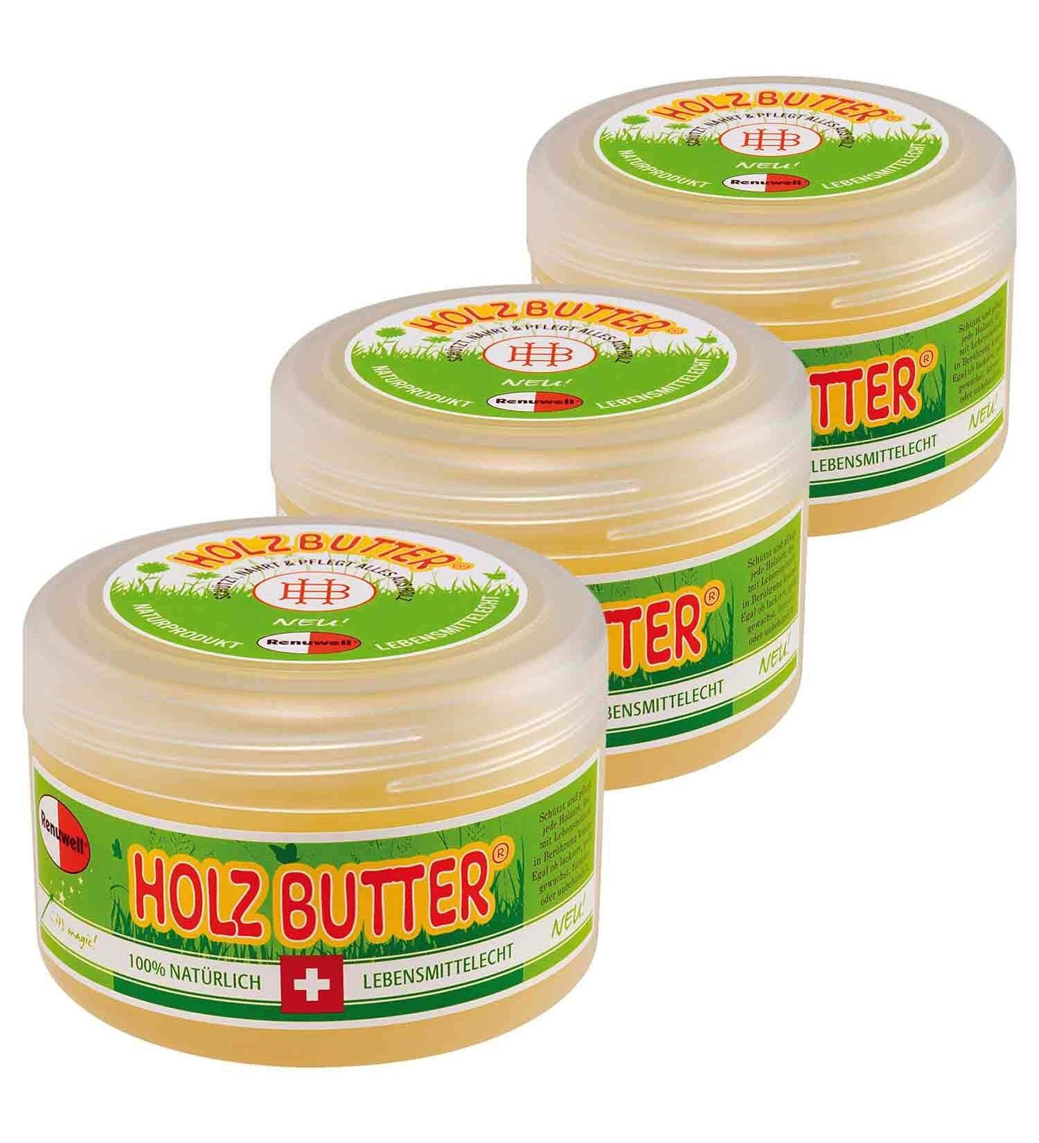 Renuwell 3 x 250 ml wood butter furniture care wood care 100% food safe economy set 250 ml (pack of 3)