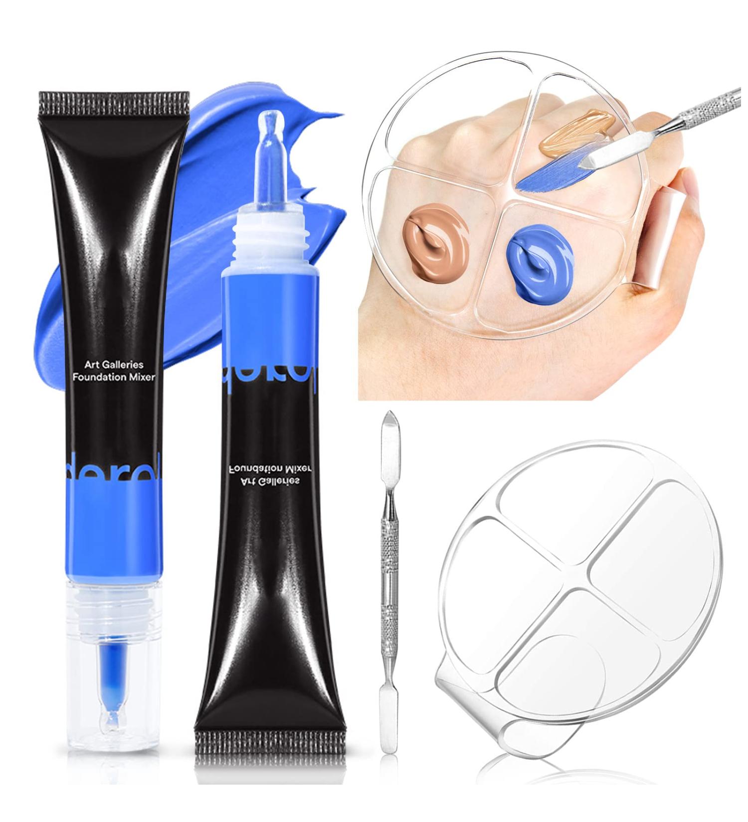 HOSAILY Blue Foundation Mixing Pigment - Color Corrector for Warm to Cold Tones | Smooth Blend with Foundation | Includes Hand Makeup Mixing Palette - Buy Online on GoSupps.com