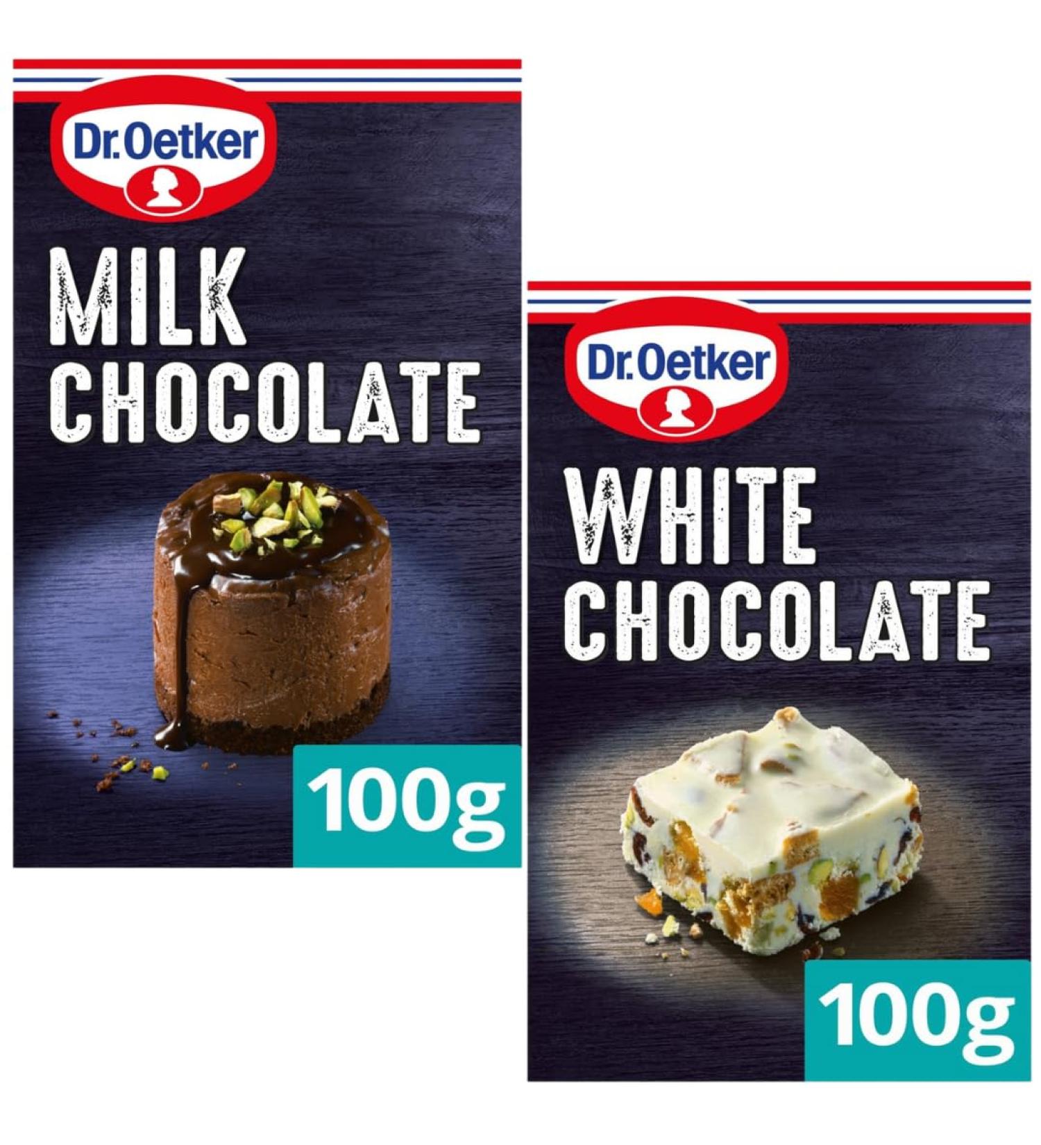 Baking Chocolate Bar Bundle With Dr. Oetker Milk Chocolate Bar 100g & Dr. Oetker White Chocolate Bar 100g (2 Pack) - Buy Online on GoSupps.com
