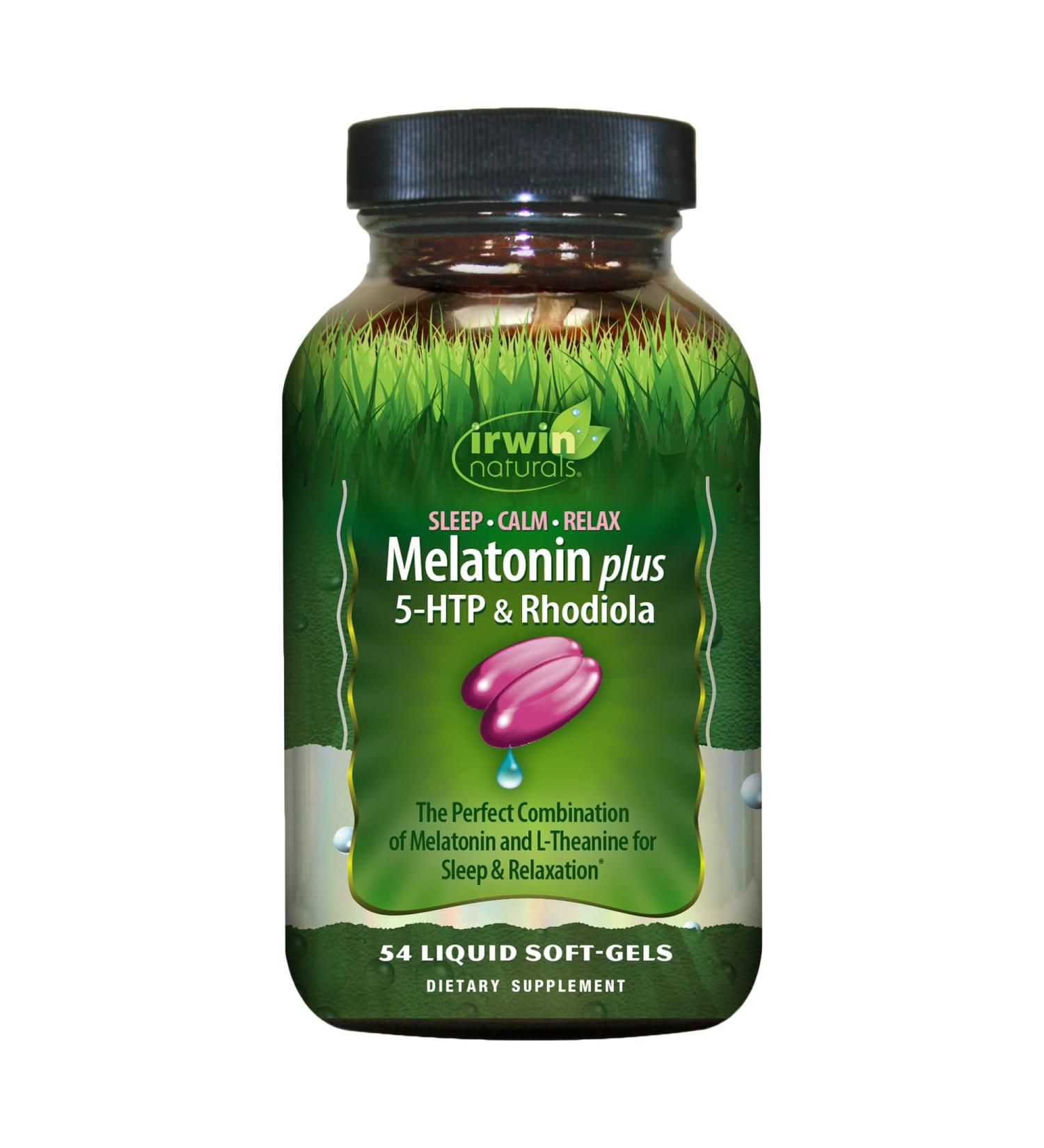 Irwin Naturals Melatonin Plus 5-HTP & Rhodiola - 54 Liquid Soft-Gels for Sleep & Mood Support - Buy Online on GoSupps.com