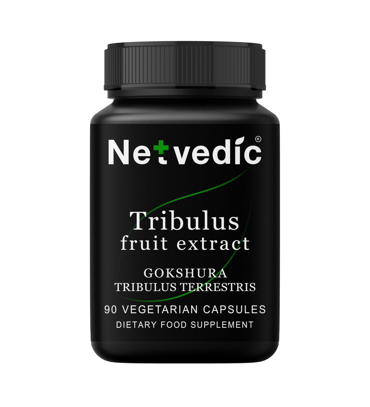 Netvedic Tribulus Terrestris Extract Capsules | 90 Veg Caps 400mg | Gokshura Gokhru | Natural Energy & Health Rejuvenating Powerhouse | Non-GMO & Gluten Free | Ayurvedic Supplement | 45 Days Supply