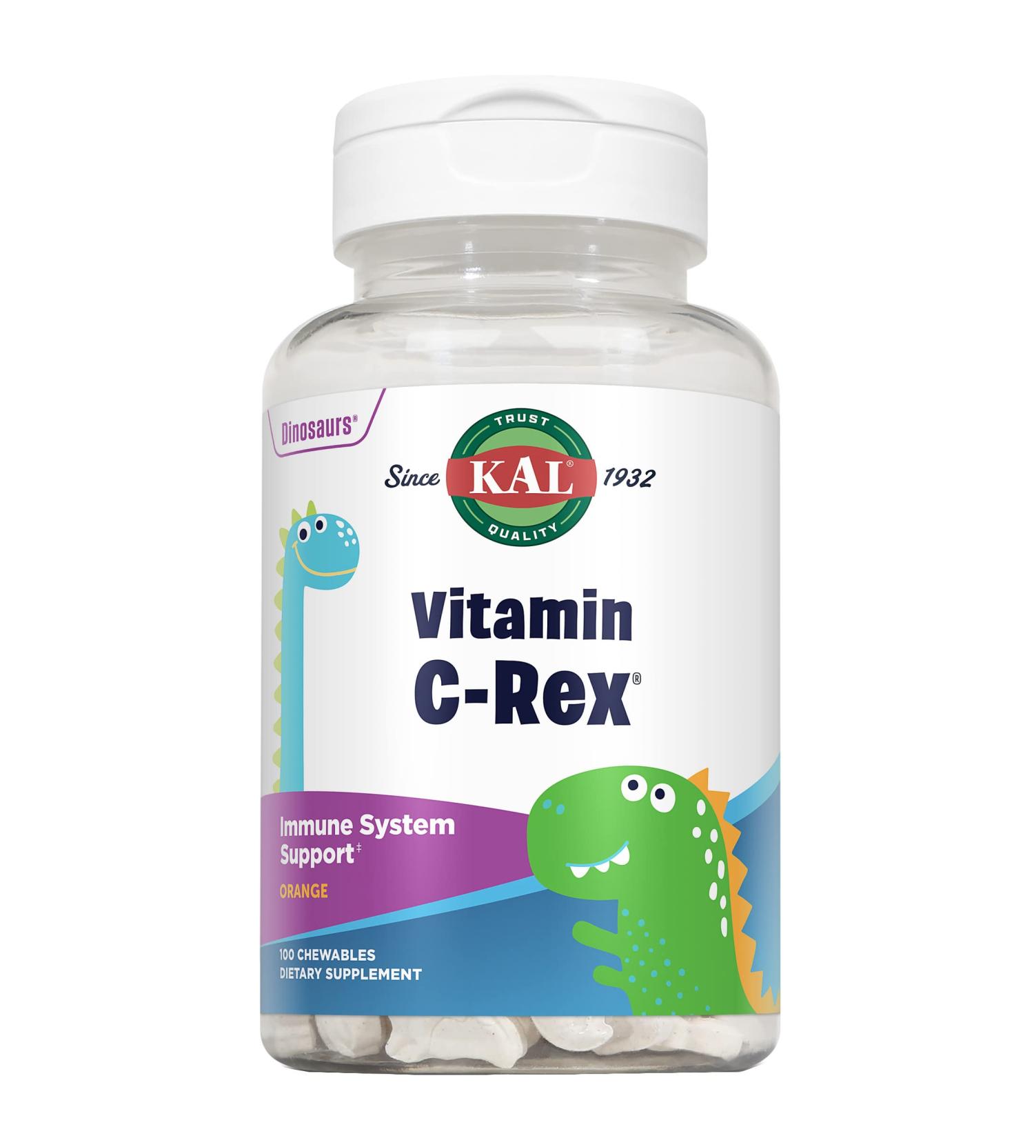 Kal C-rex 100mg Orange Tablets - 100 Count | High Potency Vitamin C Supplement - Buy Online on GoSupps.com