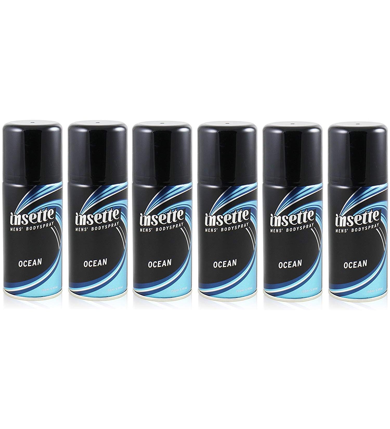 x6 Insette OCEAN Mens Deodorant BODY SPRAY 150ml